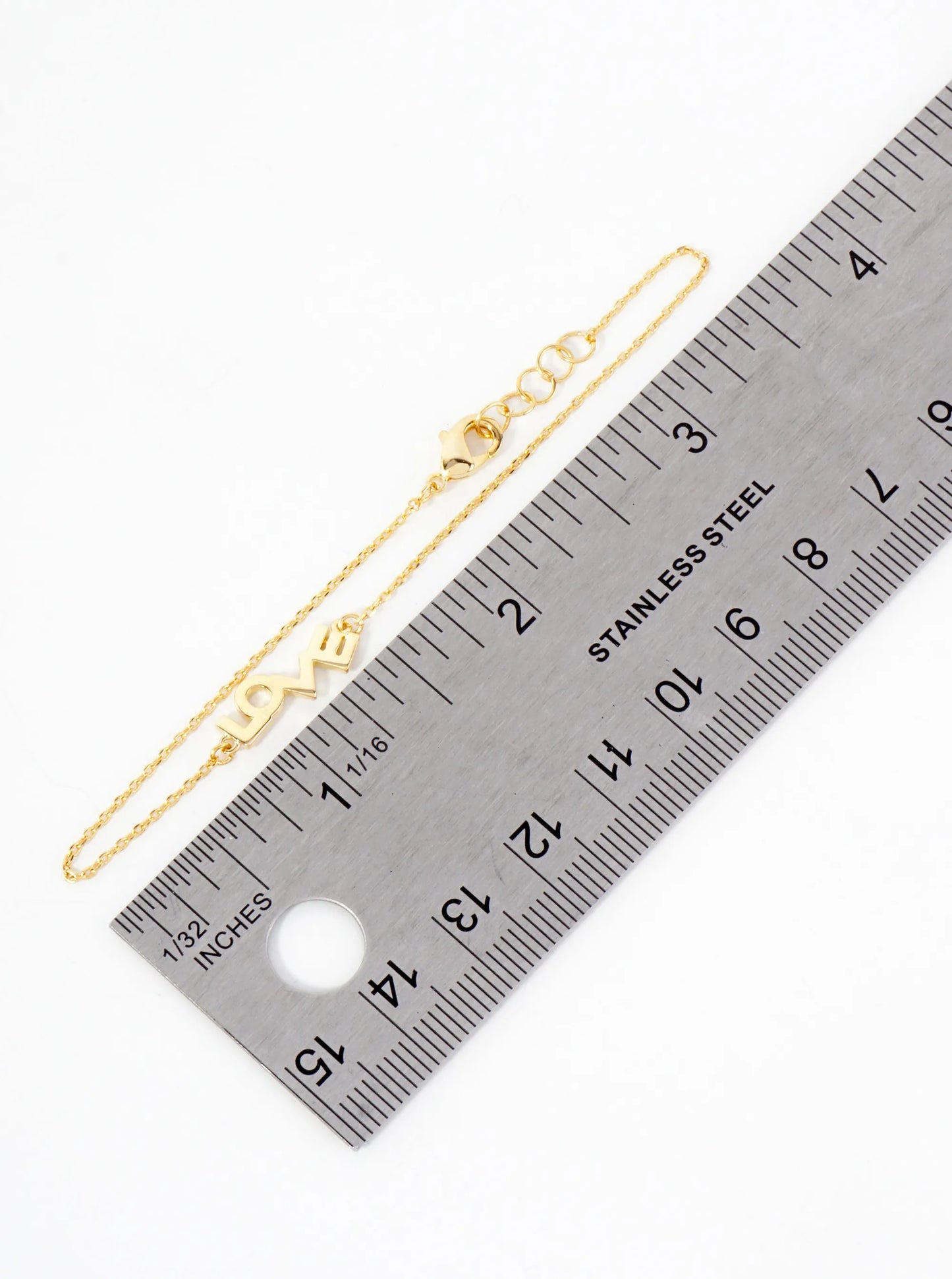 Polished Brass Love Word 18K-Gold-Dipped Chain Bracelet