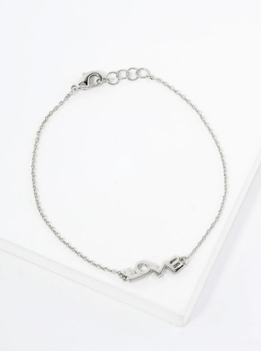 Polished Brass Love Word 18K-Gold-Dipped Chain Bracelet