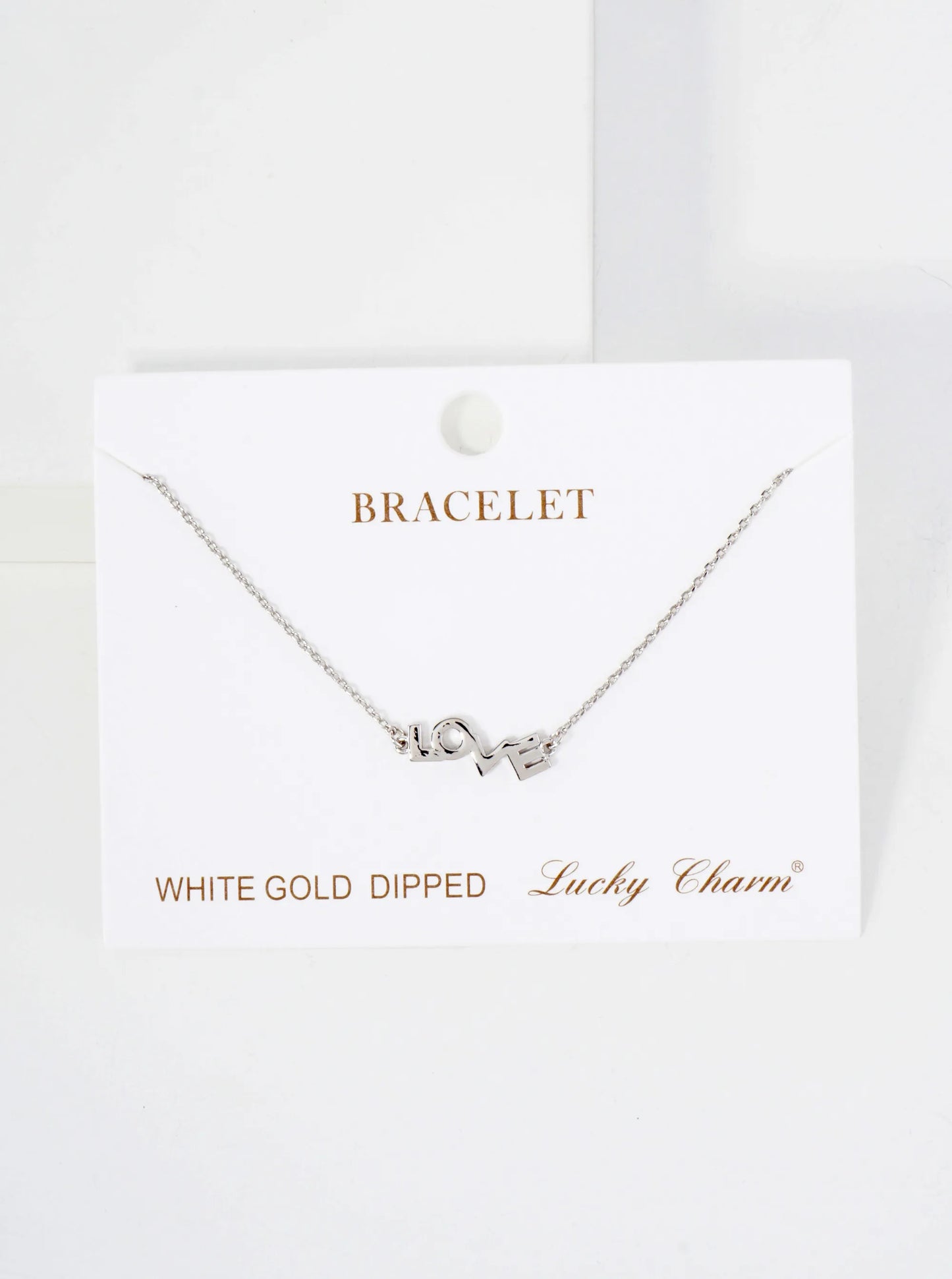 Polished Brass Love Word 18K-Gold-Dipped Chain Bracelet