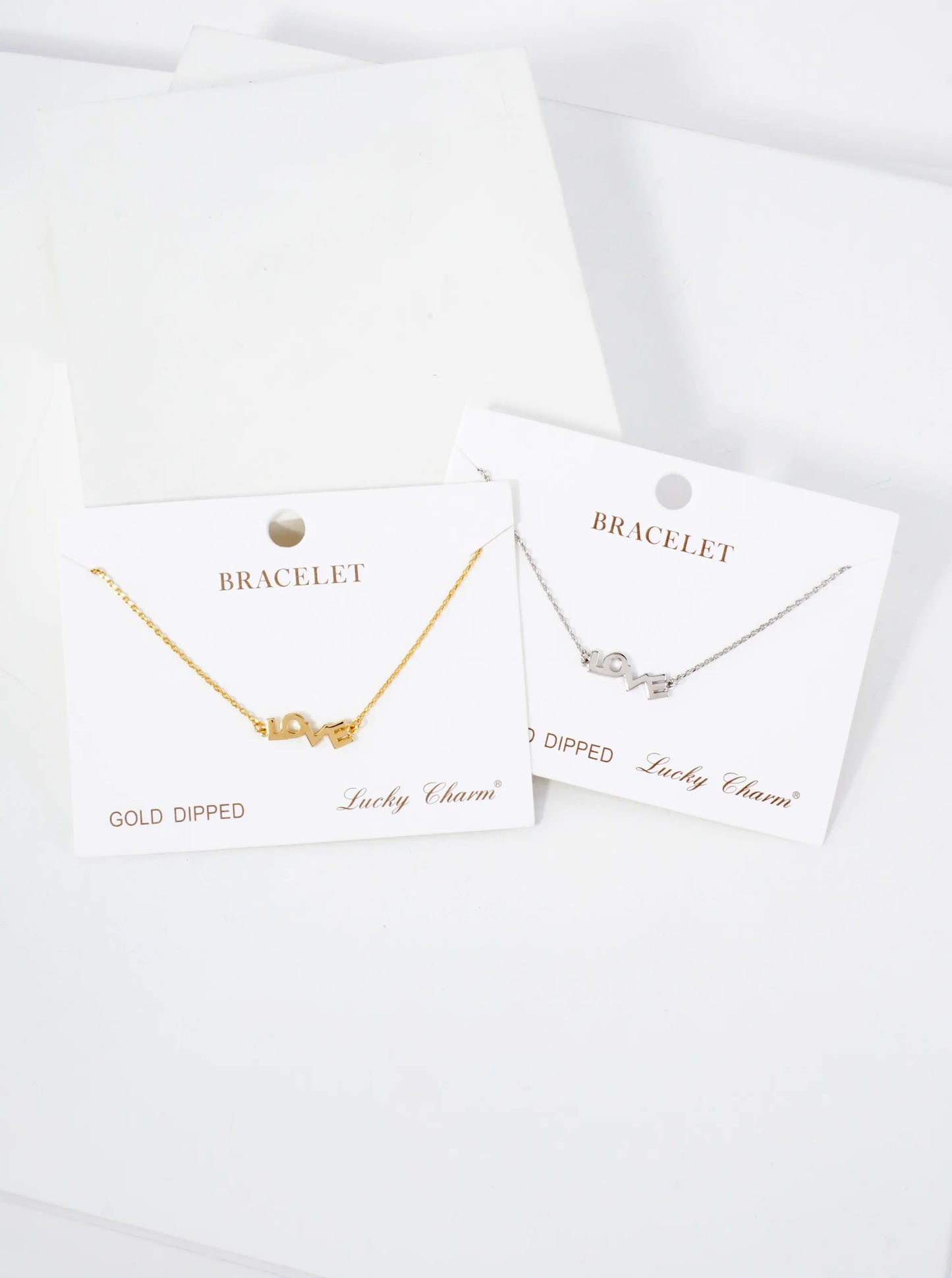 Polished Brass Love Word 18K-Gold-Dipped Chain Bracelet
