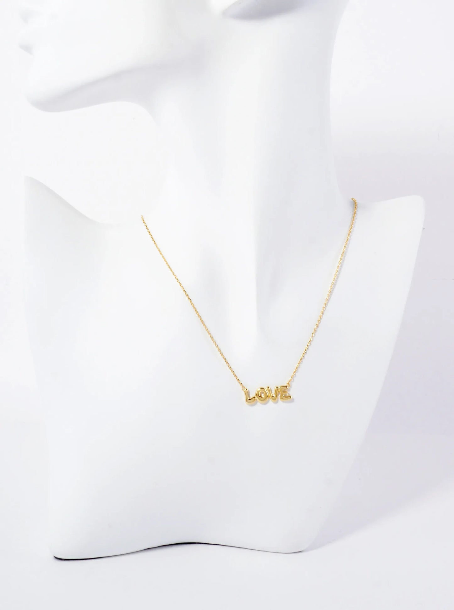 Polished Brass Love Word Pendant Hypoallergenic 18K-Gold-Dipped Necklace