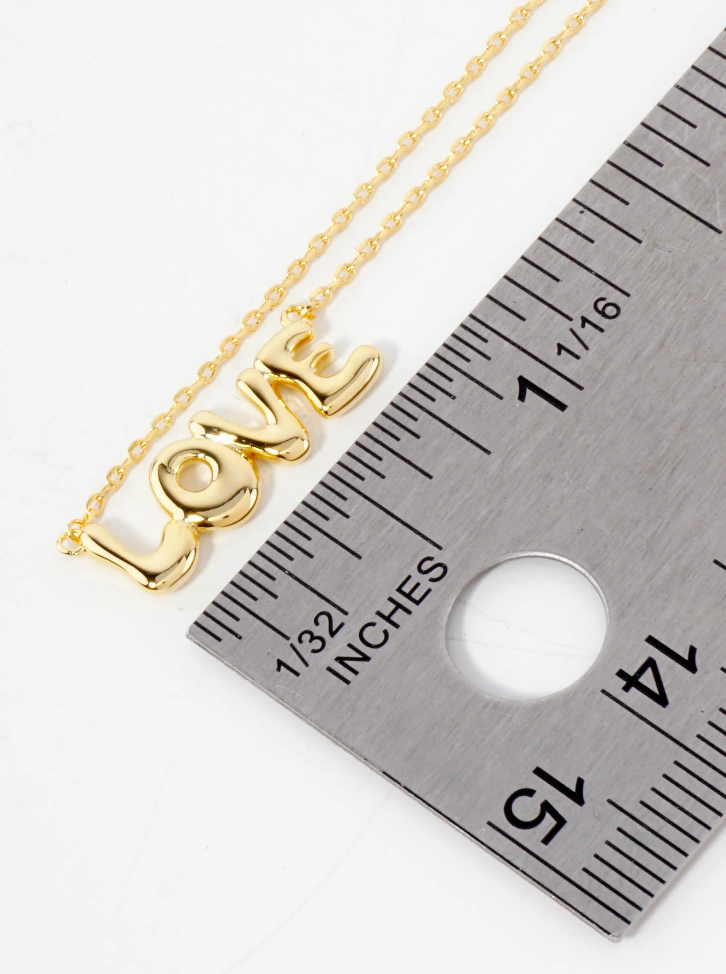Polished Brass Love Word Pendant Hypoallergenic 18K-Gold-Dipped Necklace