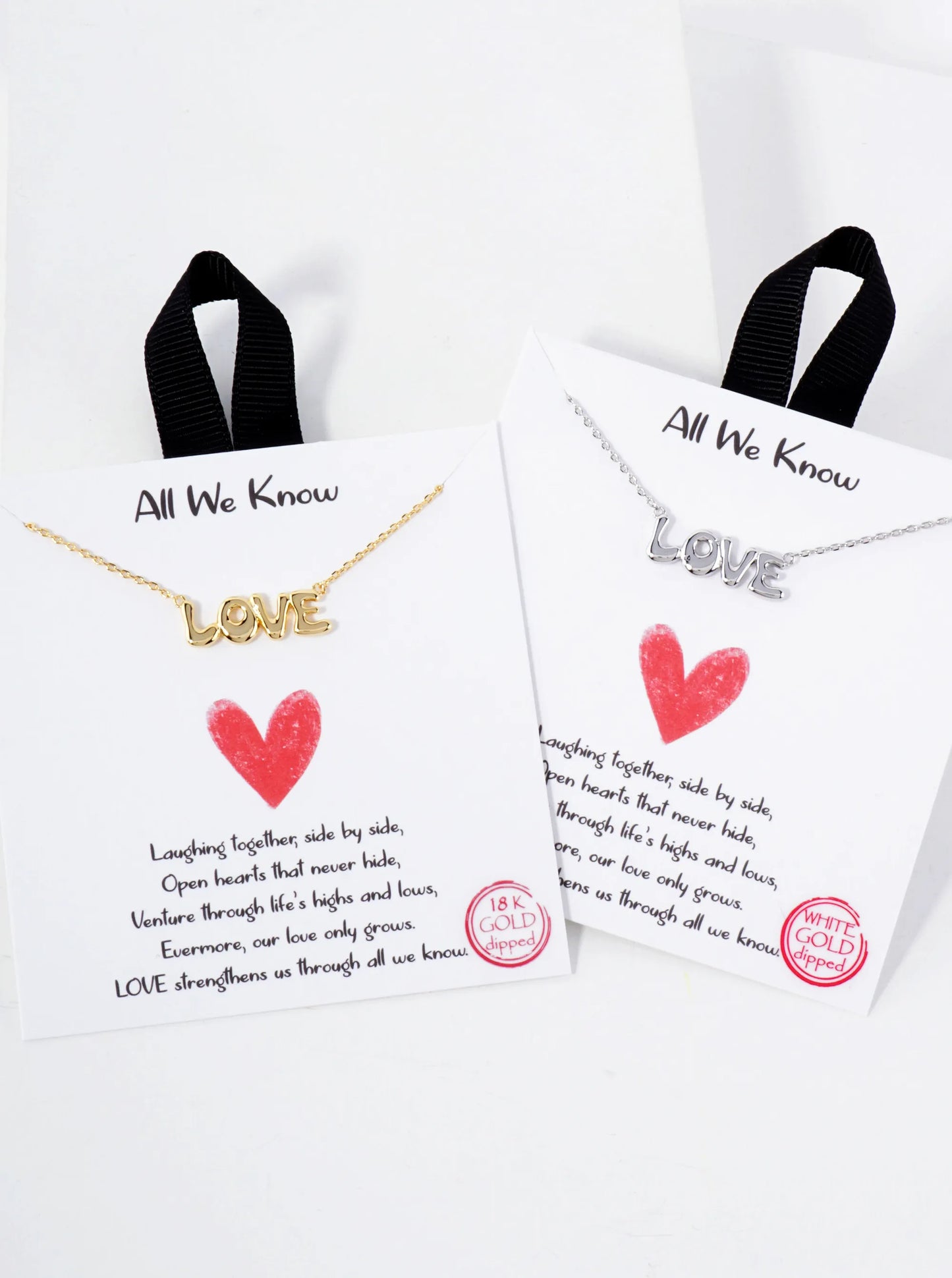 Polished Brass Love Word Pendant Hypoallergenic 18K-Gold-Dipped Necklace