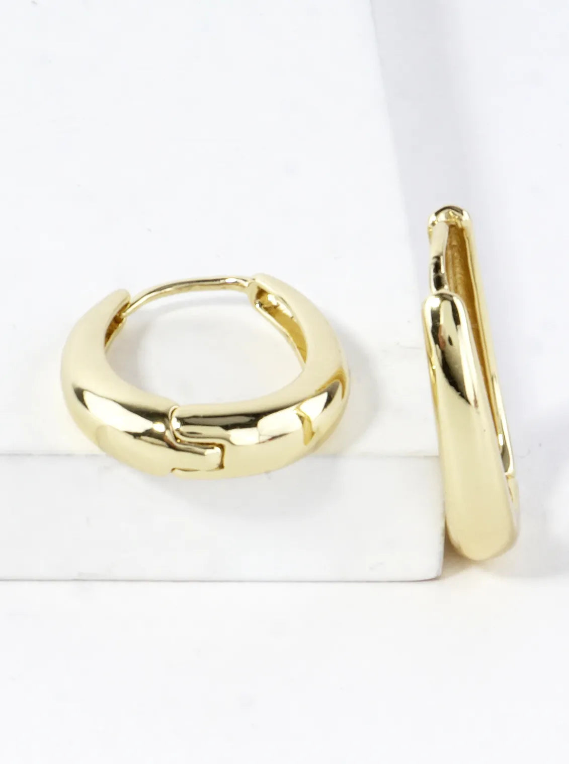 Polished Brass Oval Hoop Earrings