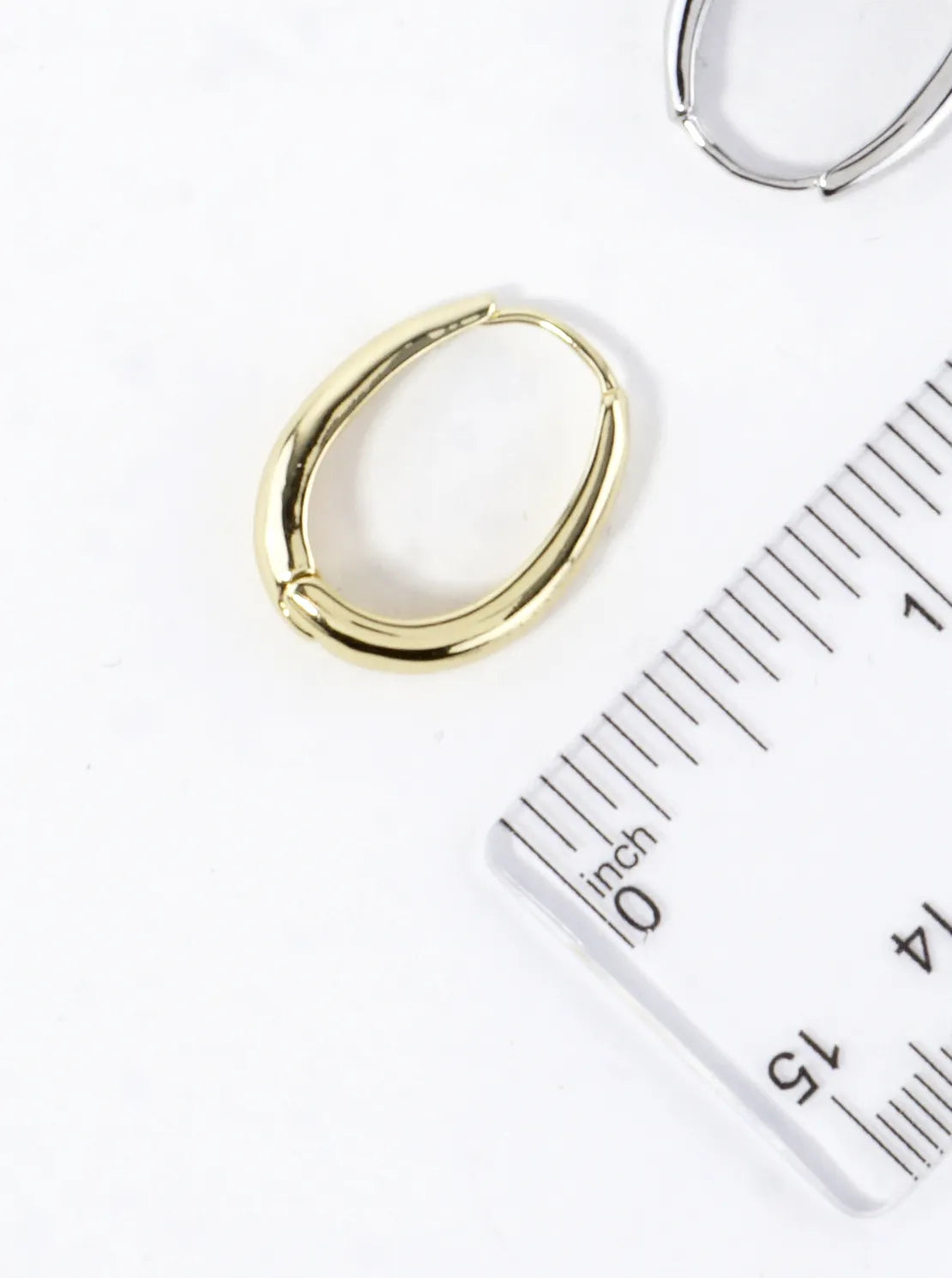 Polished Brass Oval Hoop Earrings
