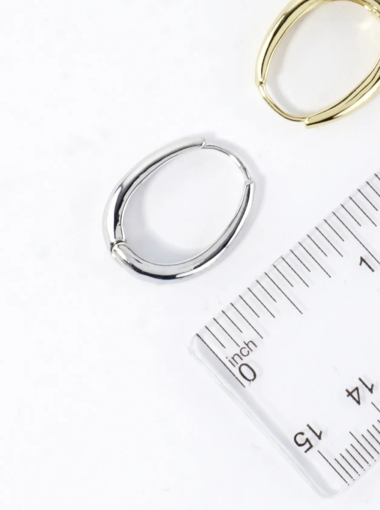 Polished Brass Oval Hoop Earrings