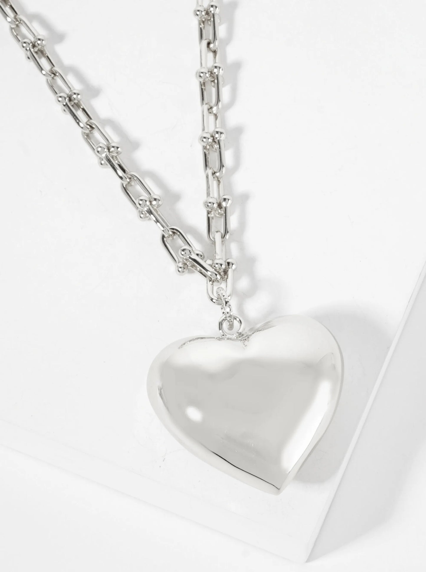 Polished Brass Puffy Heart Pendant 18K-Gold-Dipped HardWear-Chain Necklace
