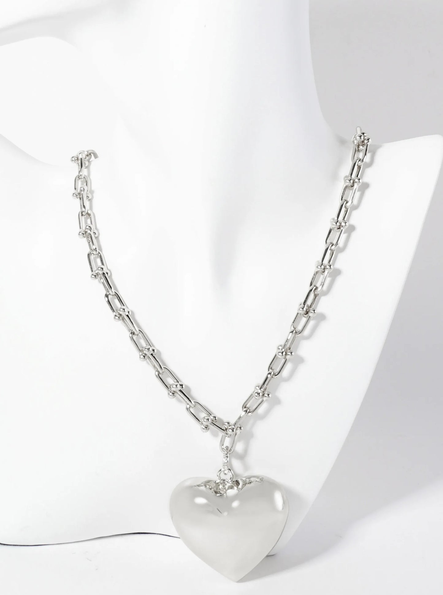 Polished Brass Puffy Heart Pendant 18K-Gold-Dipped HardWear-Chain Necklace