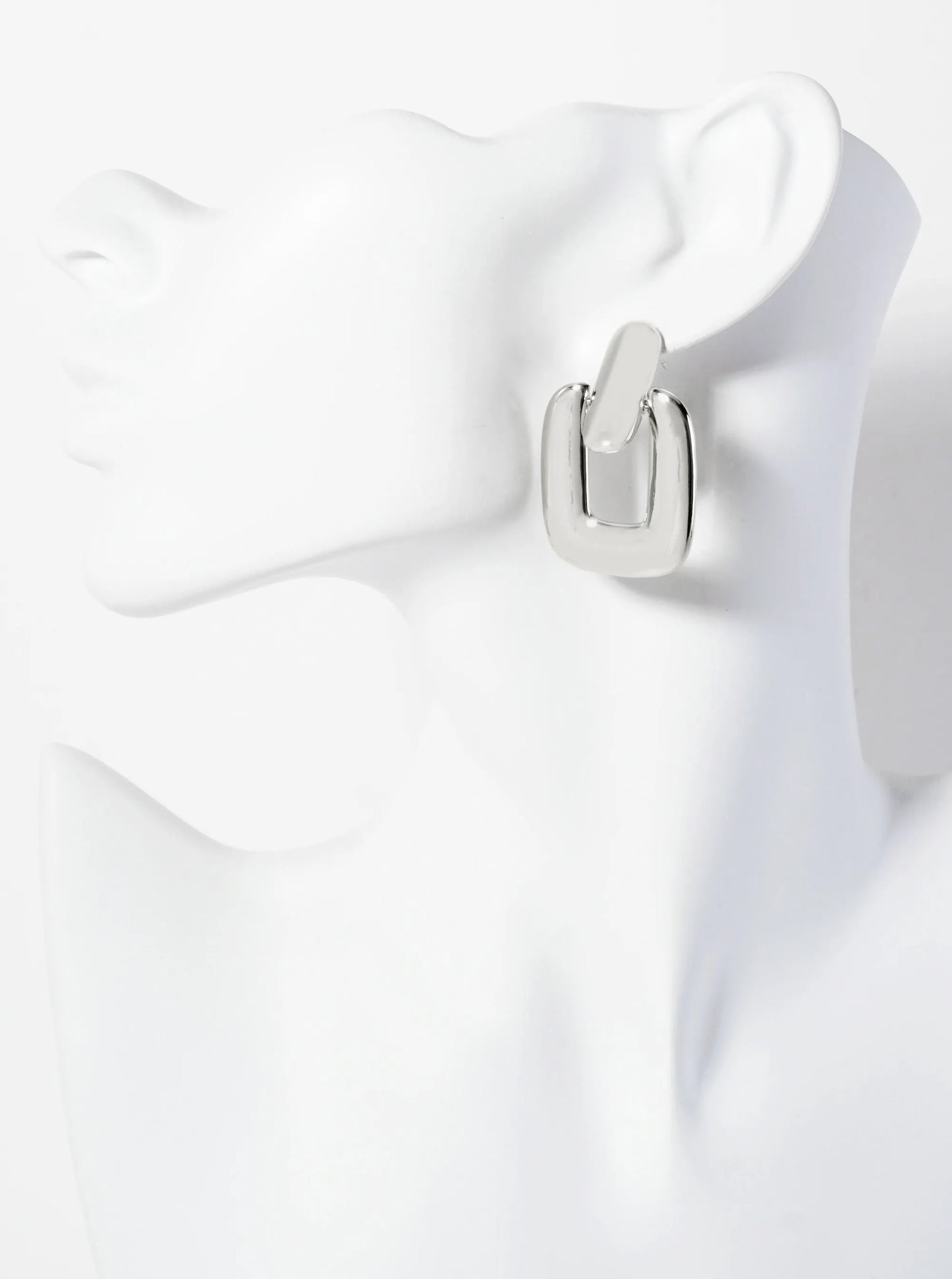 Polished Brass Rectangle Doorknocker Design 18K-Gold-Dipped Dangle Post Earrings