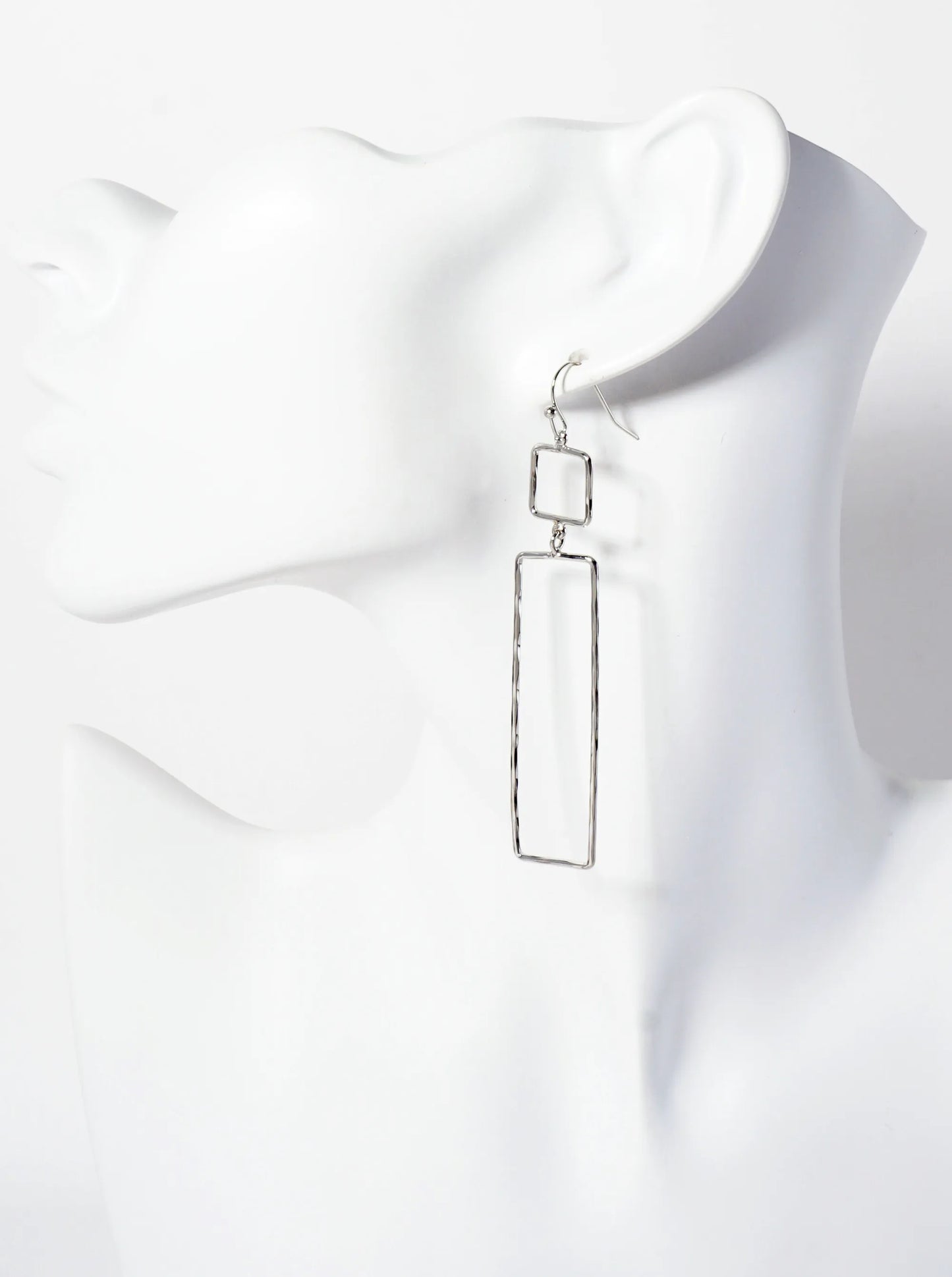 Polished Brass Rectangle Geometric Dangle Earrings