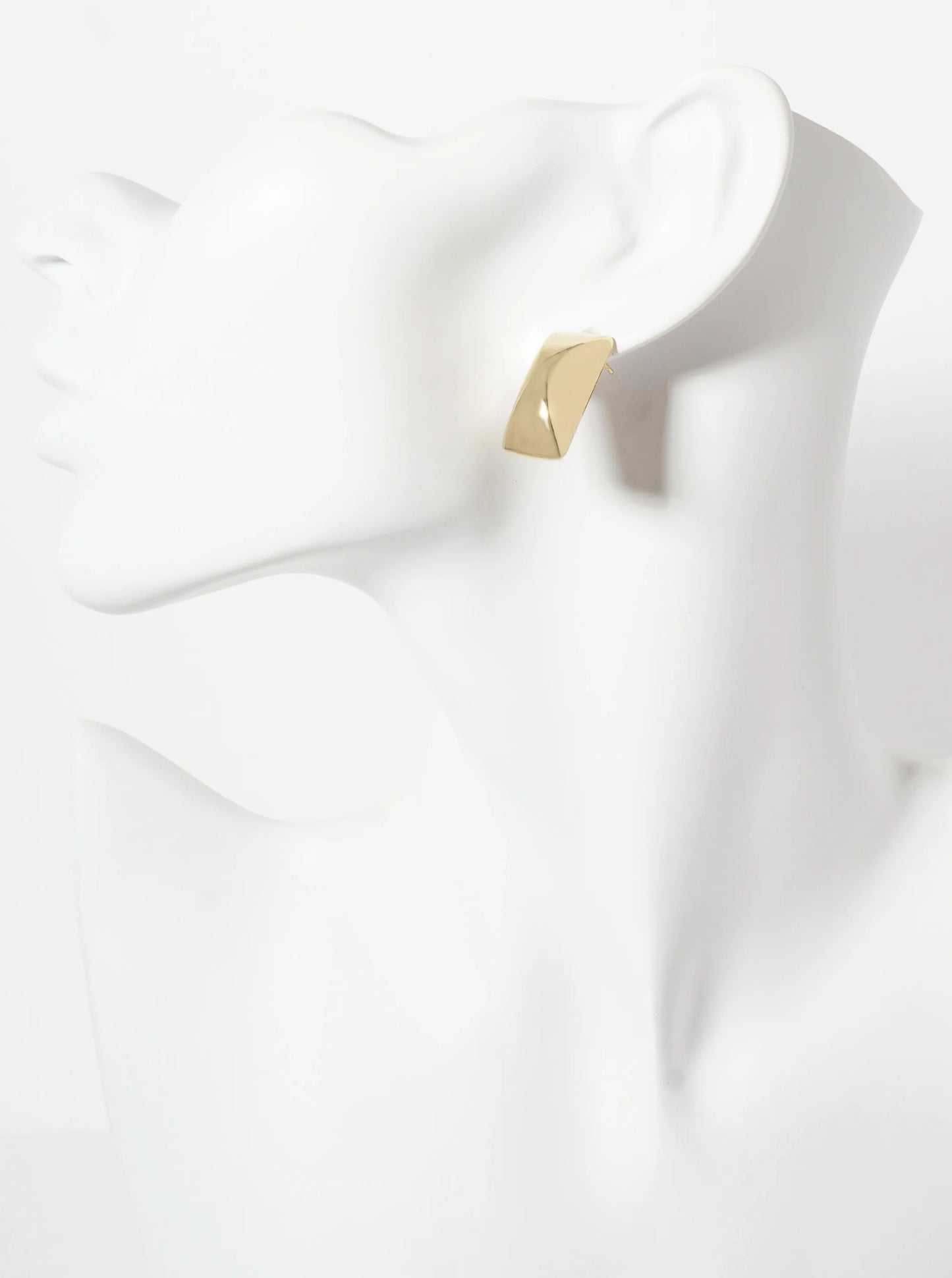 Polished Brass Rectangle With Center Corner 18K-Gold-Dipped Stud Earrings