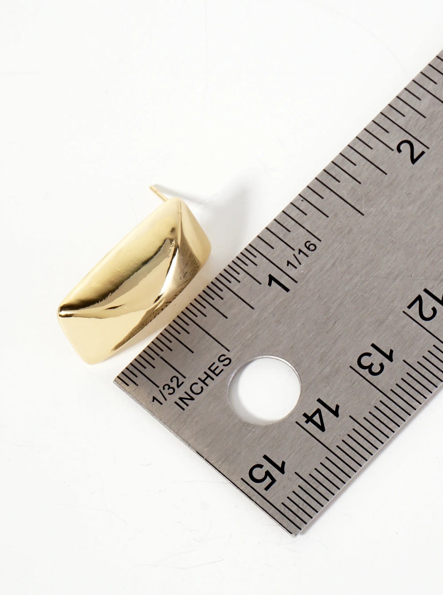 Polished Brass Rectangle With Center Corner 18K-Gold-Dipped Stud Earrings