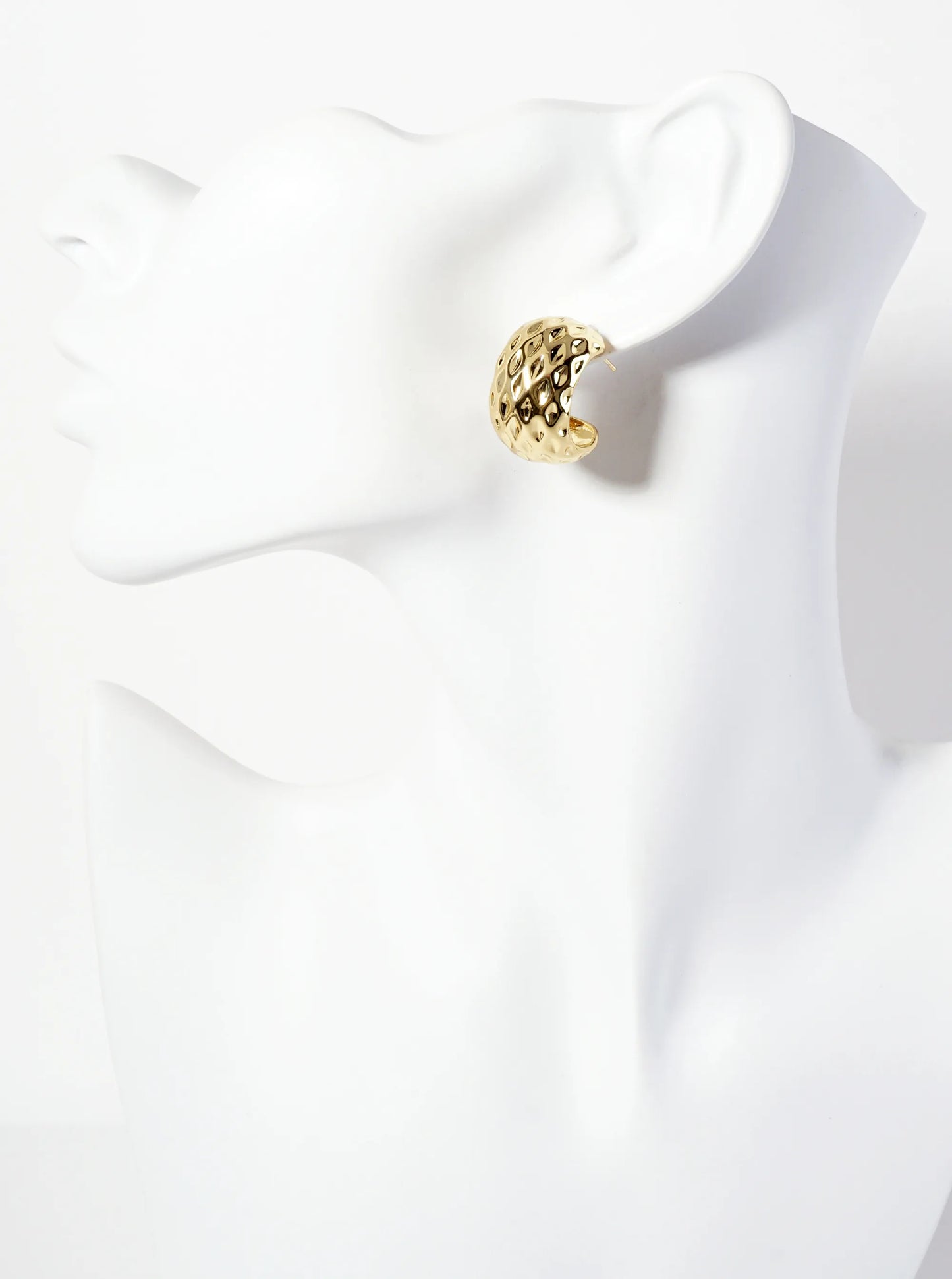 Polished Brass Sculpted Rhombus 18K-Gold-Dipped 20mm Open Hoop Earrings With 14mm-Thickness