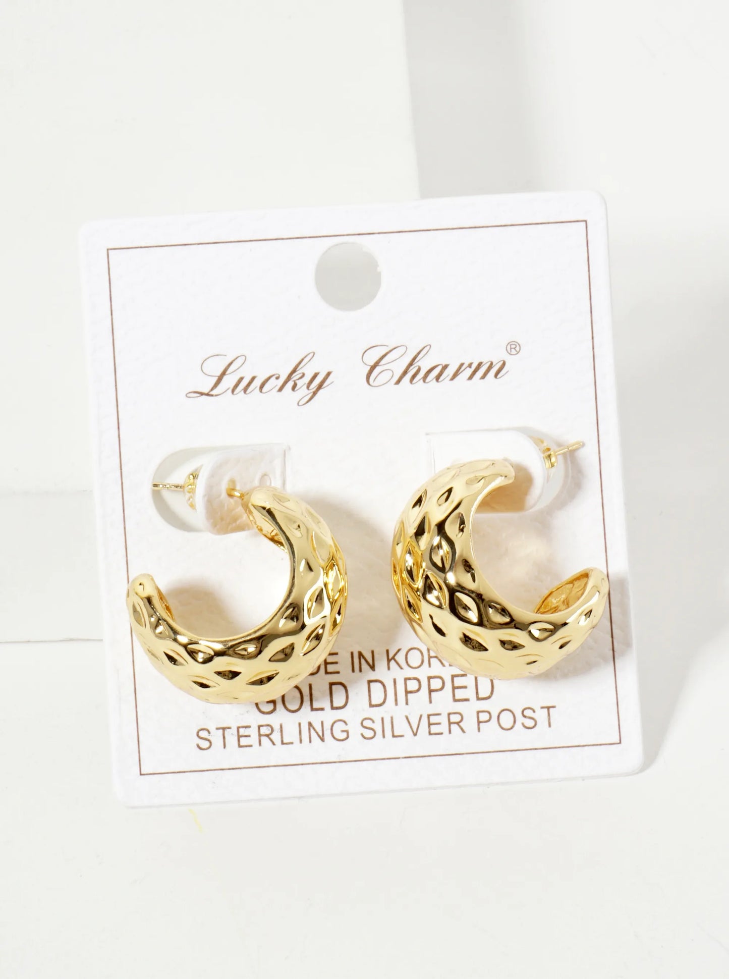 Polished Brass Sculpted Rhombus 18K-Gold-Dipped 20mm Open Hoop Earrings With 14mm-Thickness