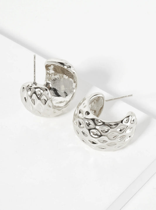 Polished Brass Sculpted Rhombus 18K-Gold-Dipped 20mm Open Hoop Earrings With 14mm-Thickness
