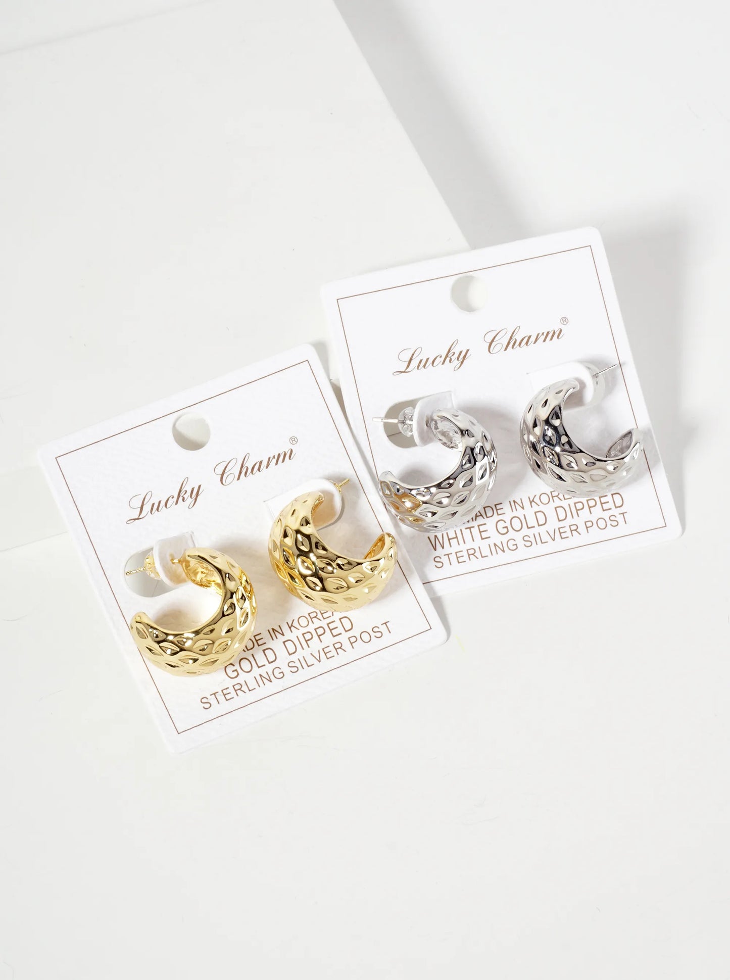 Polished Brass Sculpted Rhombus 18K-Gold-Dipped 20mm Open Hoop Earrings With 14mm-Thickness