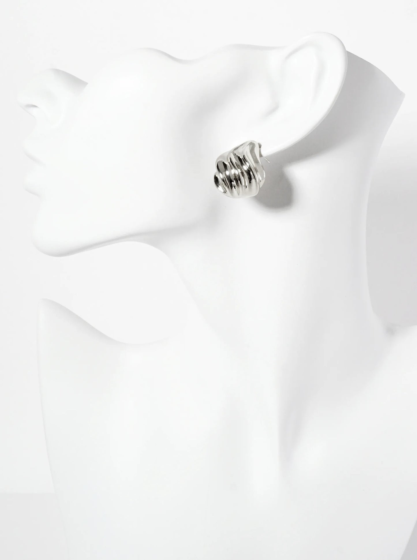 Polished Brass Sculpted Wave Teardrop 18K-Gold-Dipped Post Earrings