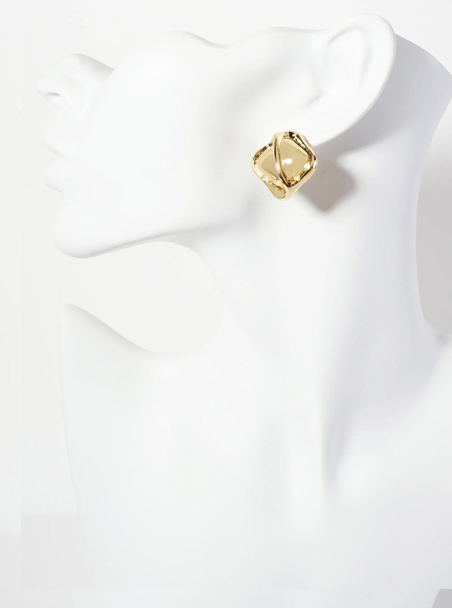 Polished Brass Soft-Curve Textured 18K-Gold-Dipped Post Earrings