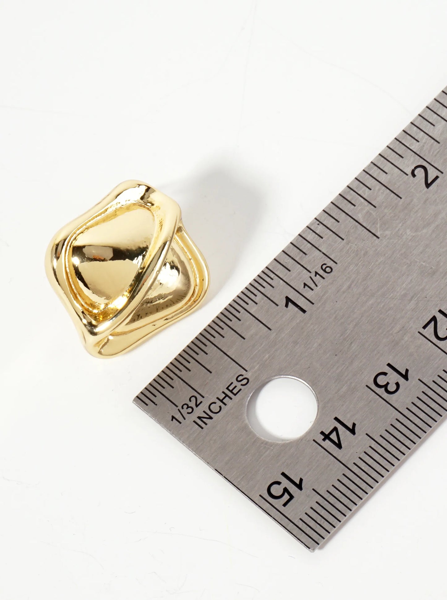 Polished Brass Soft-Curve Textured 18K-Gold-Dipped Post Earrings