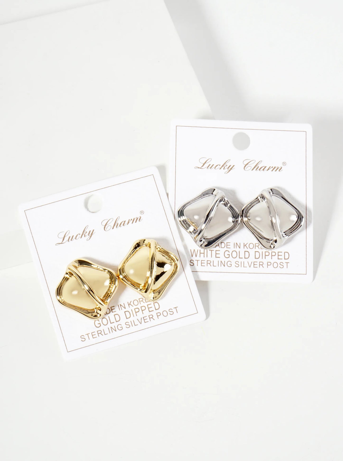 Polished Brass Soft-Curve Textured 18K-Gold-Dipped Post Earrings