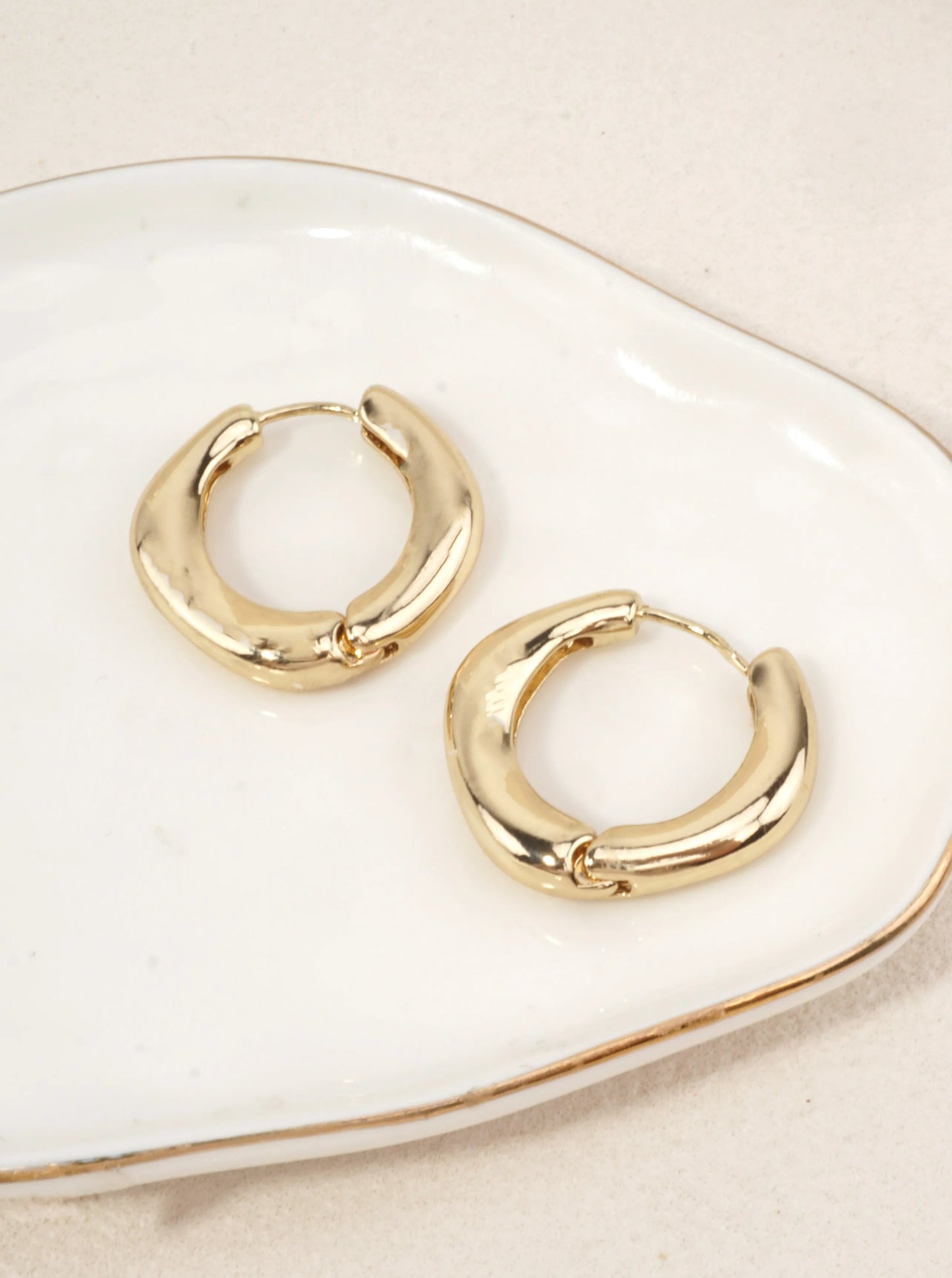Polished Brass Square Hoop Earrings