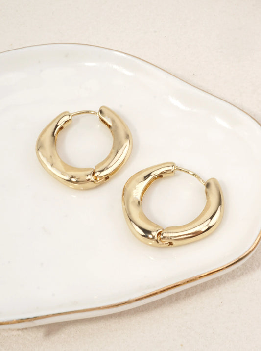 Polished Brass Square Hoop Earrings