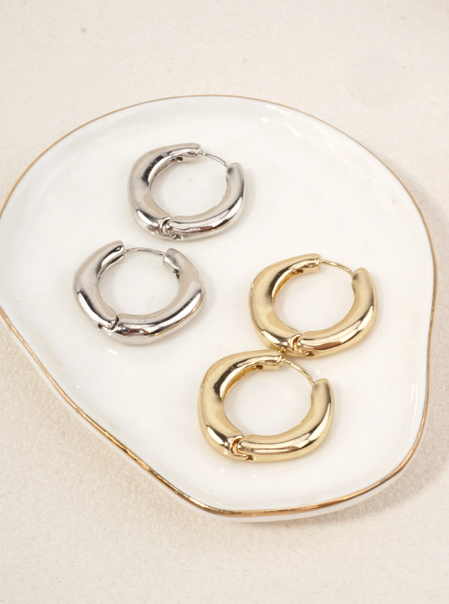 Polished Brass Square Hoop Earrings