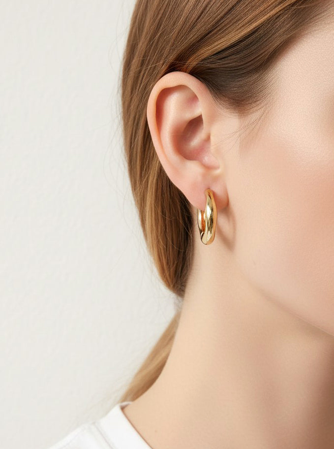 Polished Brass Square Hoop Earrings