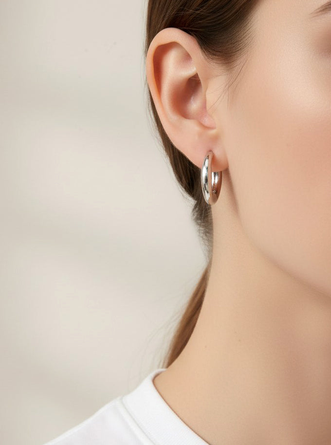 Polished Brass Square Hoop Earrings