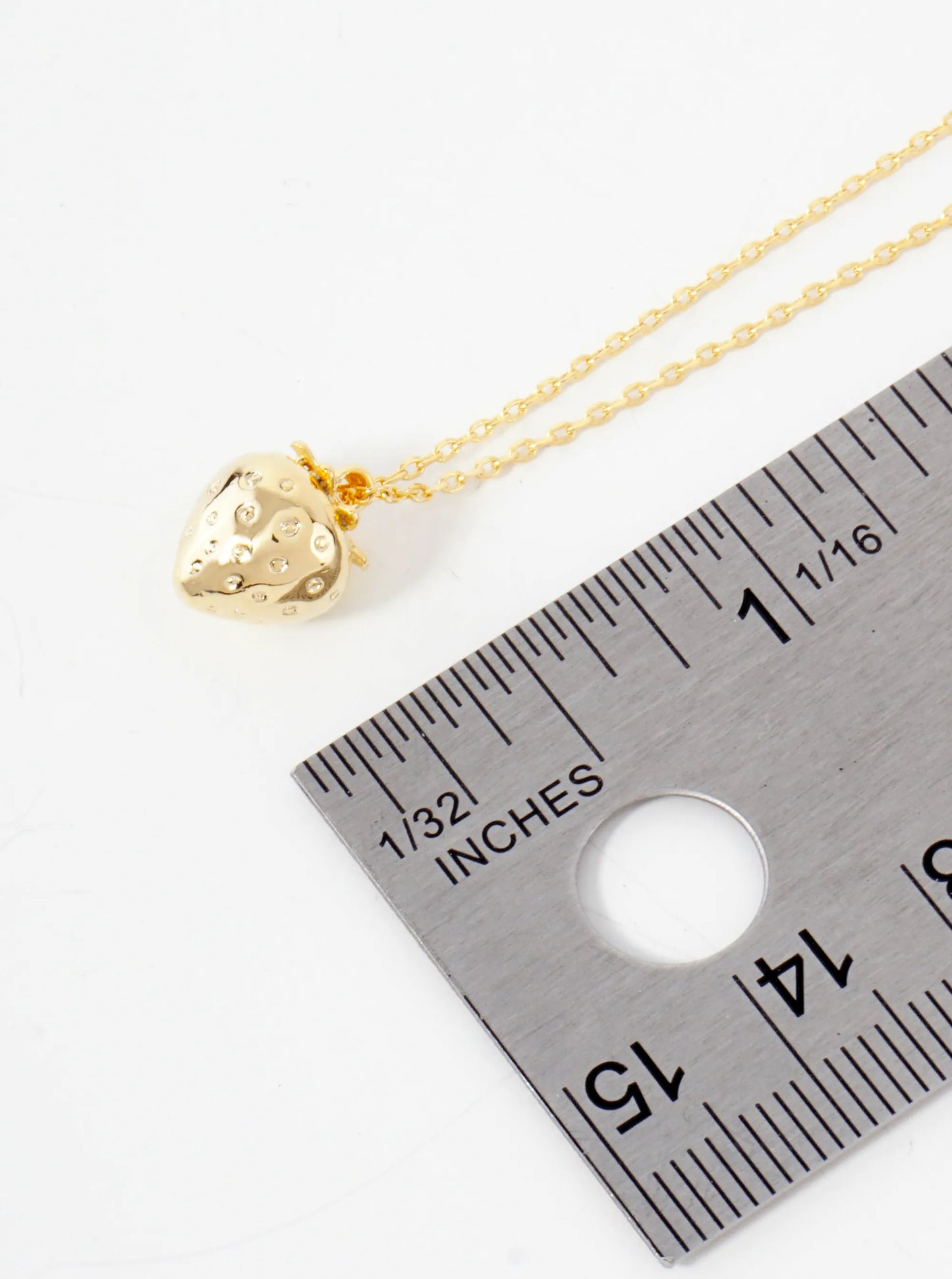 Polished Brass Strawberry Pendant Hypoallergenic 18K-Gold-Dipped Necklace
