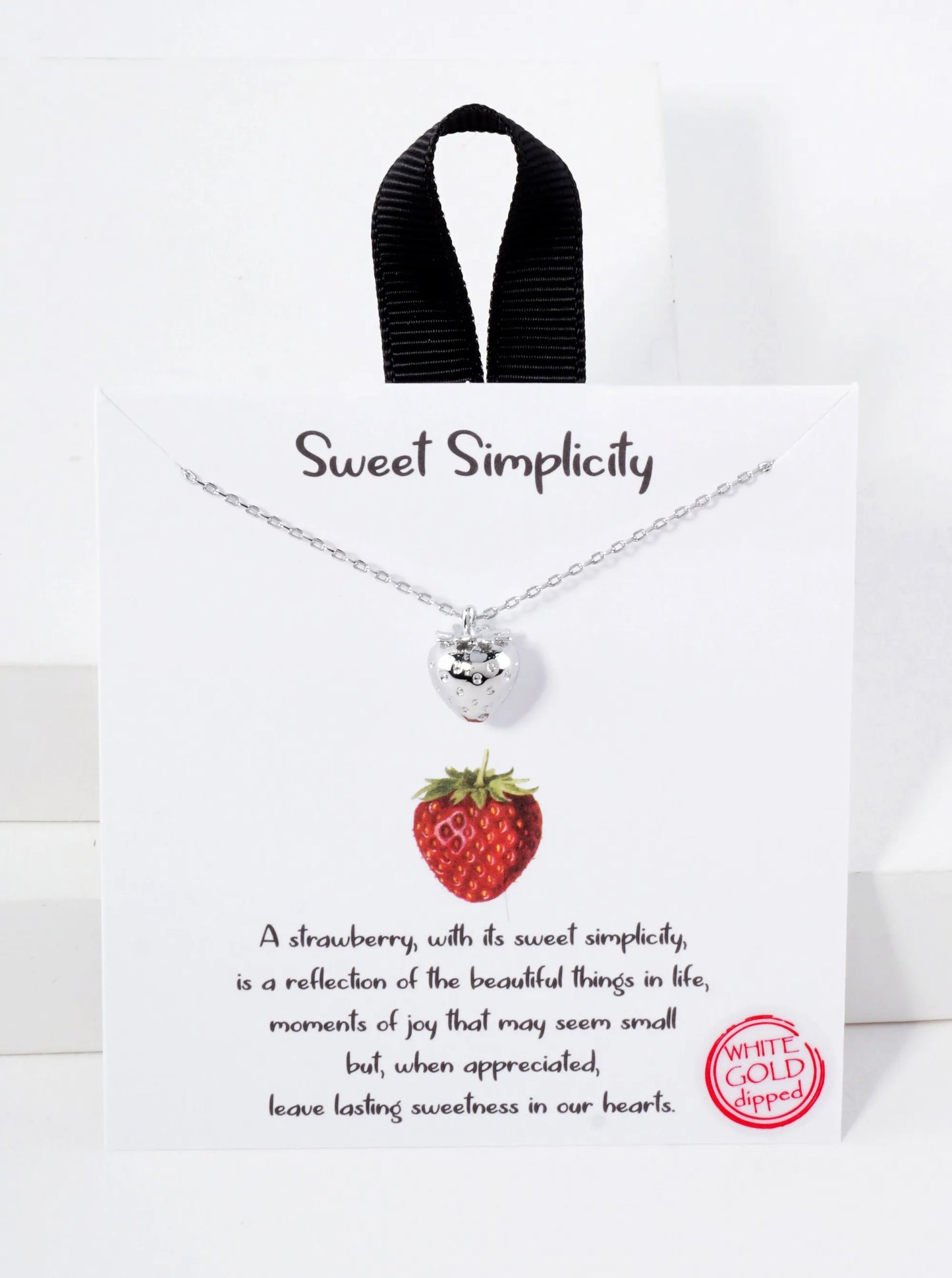 Polished Brass Strawberry Pendant Hypoallergenic 18K-Gold-Dipped Necklace