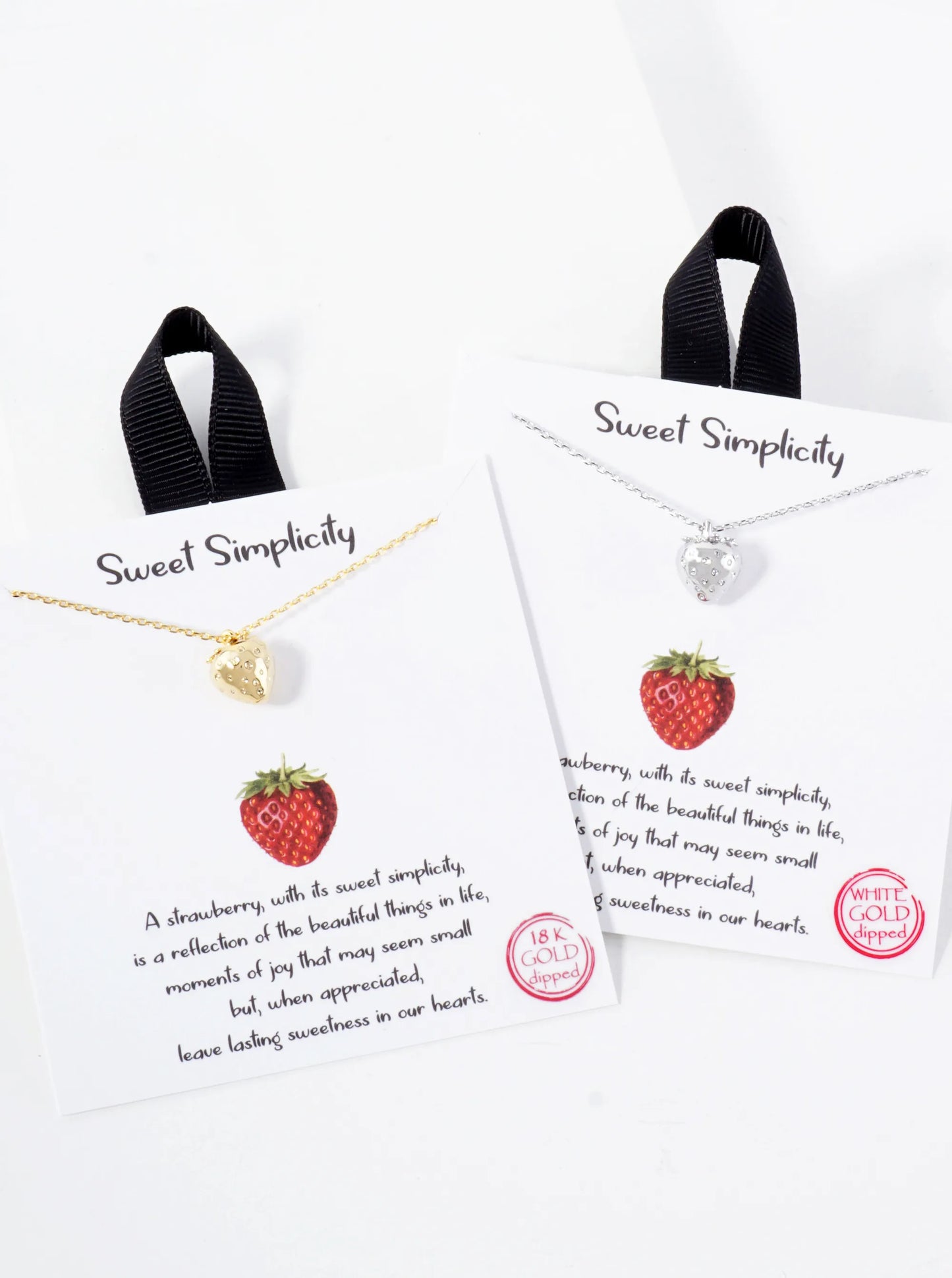 Polished Brass Strawberry Pendant Hypoallergenic 18K-Gold-Dipped Necklace