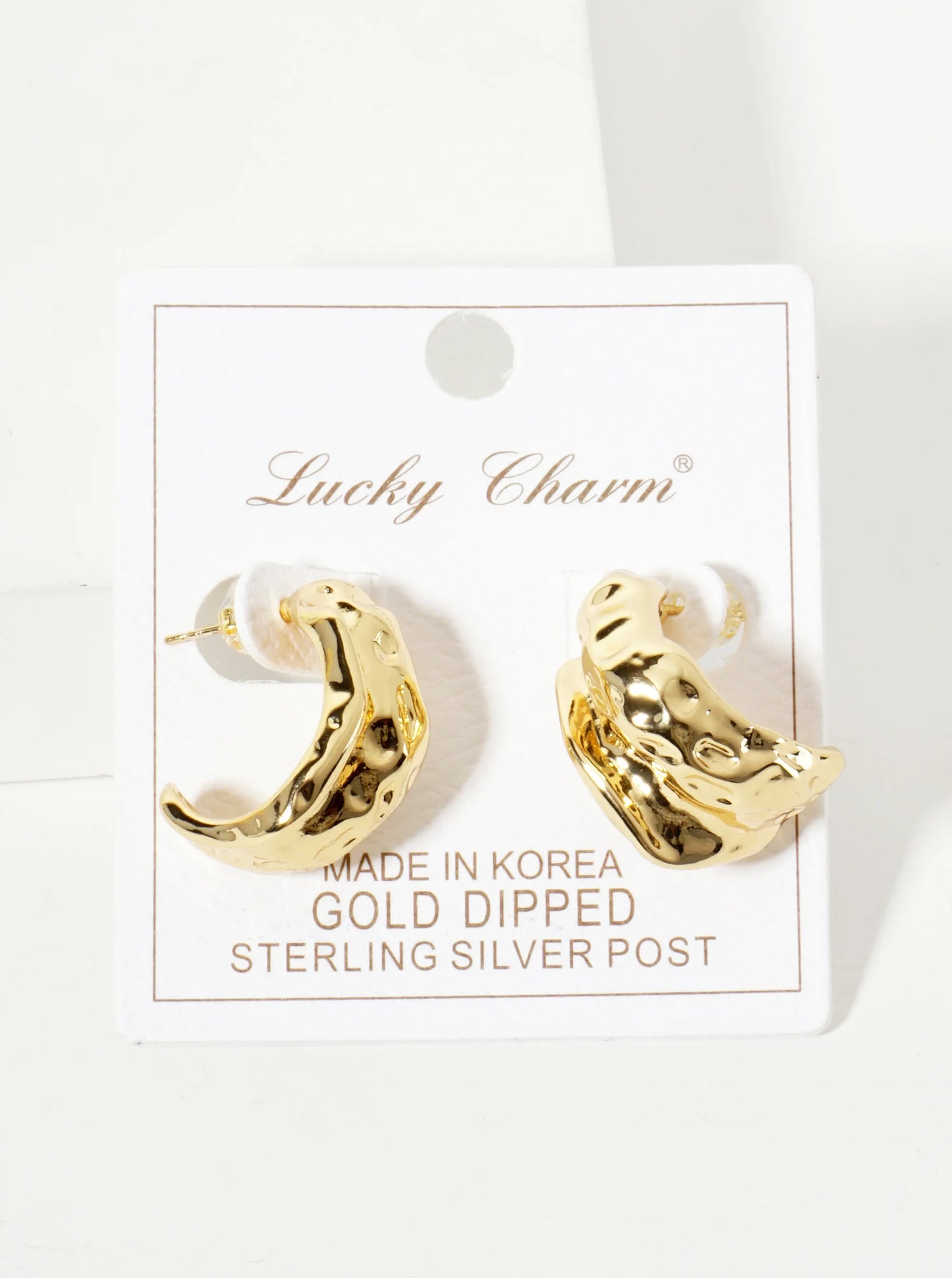 Polished Brass Textured 18K-Gold-Dipped 20mm Organic Hoop Earrings With 15mm-Thickness