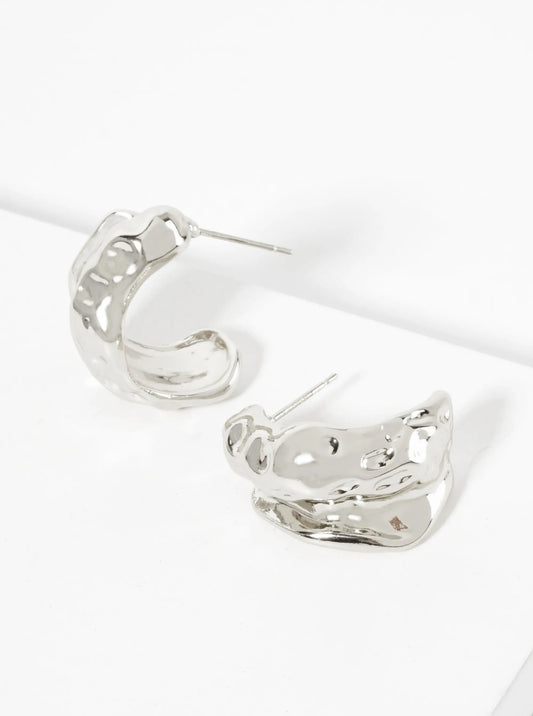 Polished Brass Textured 18K-Gold-Dipped 20mm Organic Hoop Earrings With 15mm-Thickness