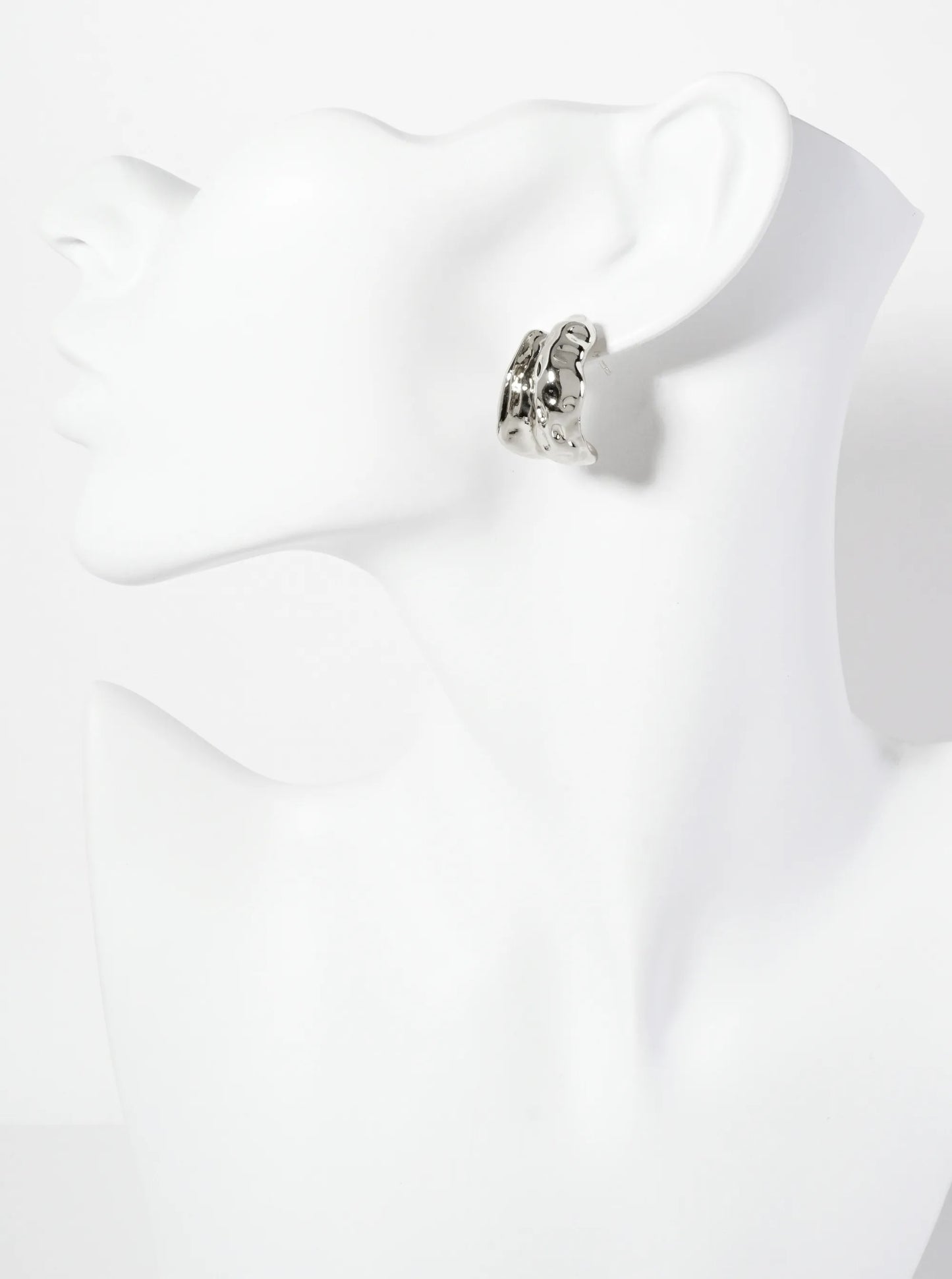 Polished Brass Textured 18K-Gold-Dipped 20mm Organic Hoop Earrings With 15mm-Thickness