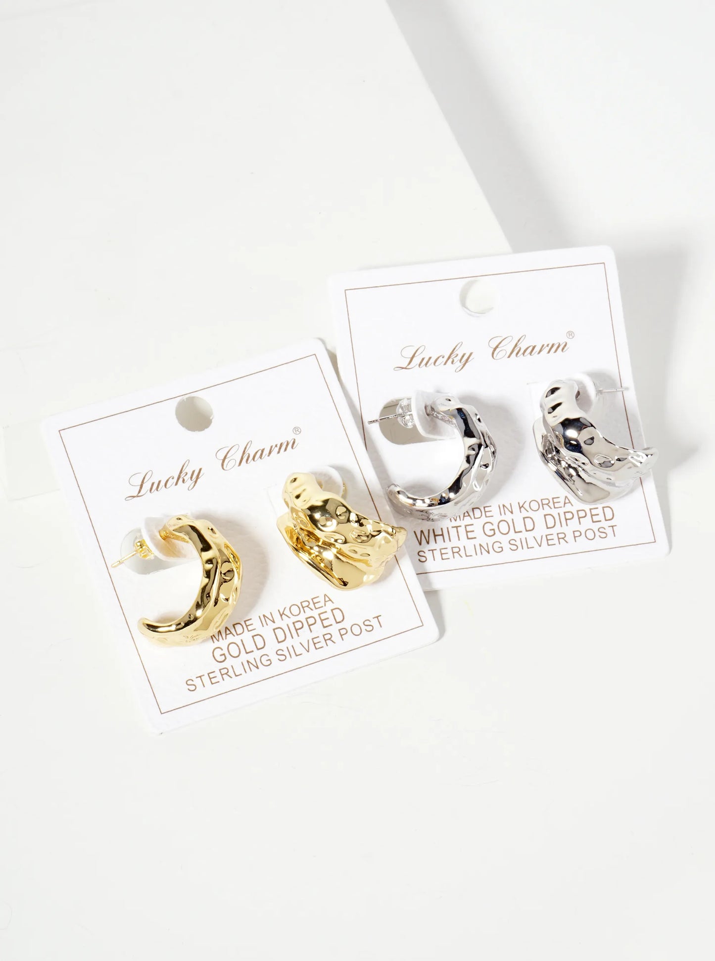 Polished Brass Textured 18K-Gold-Dipped 20mm Organic Hoop Earrings With 15mm-Thickness