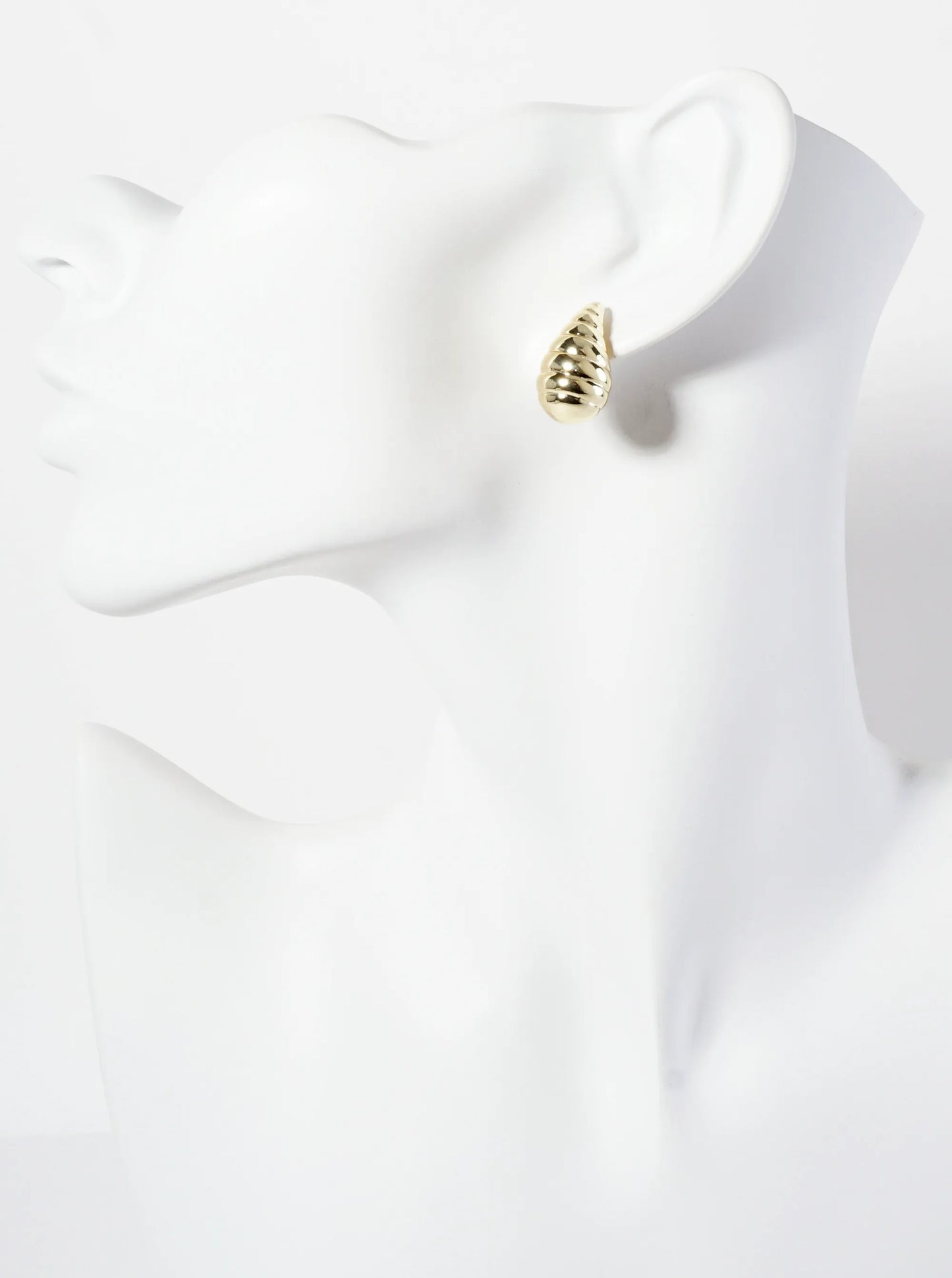 Polished Brass Textured 20mm Puffy Teardrop 18K-Gold-Dipped Stud Earrings