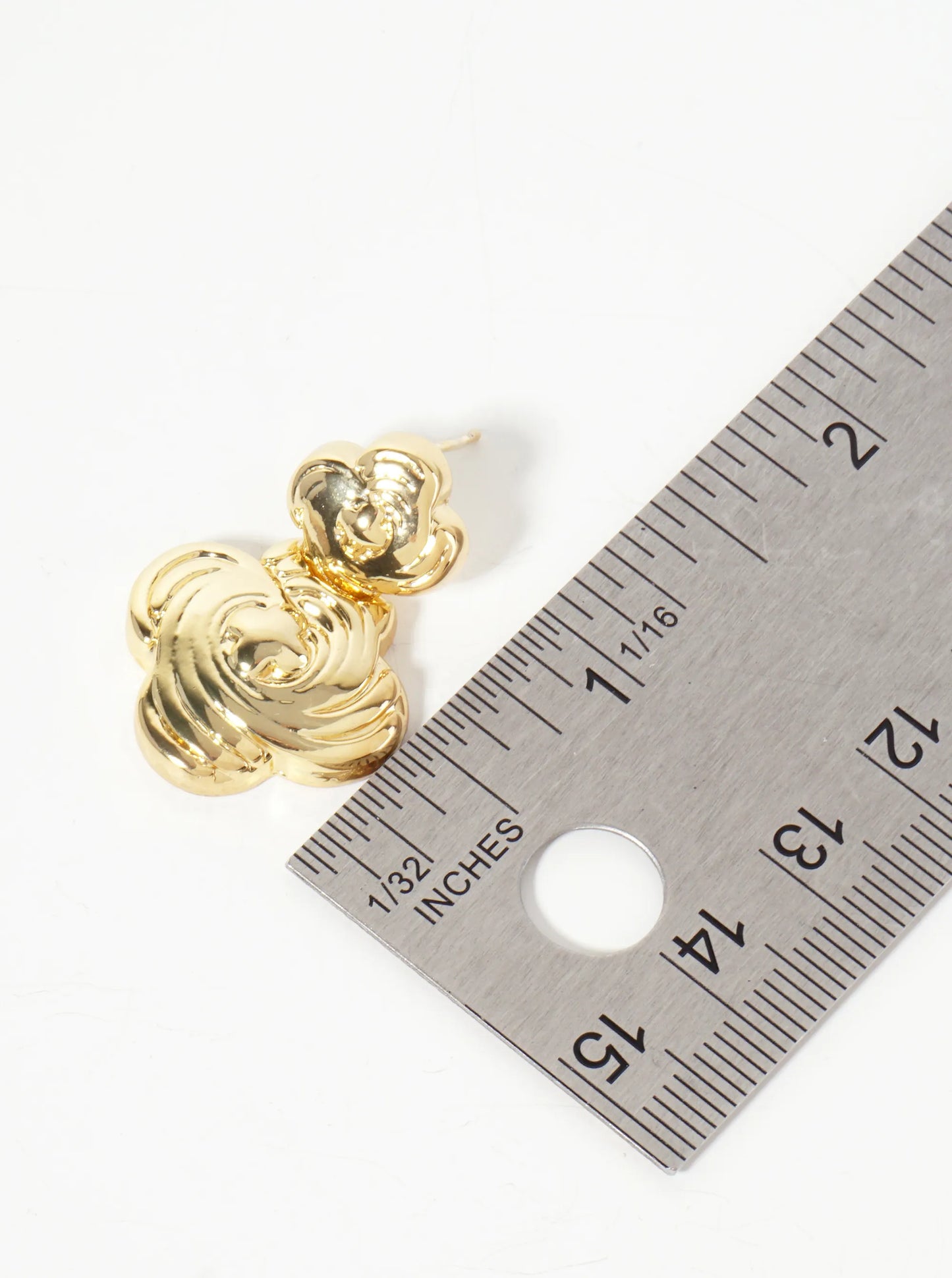 Polished Brass Textured Double Quatrefoil 18K-Gold-Dipped Dangle Earrings