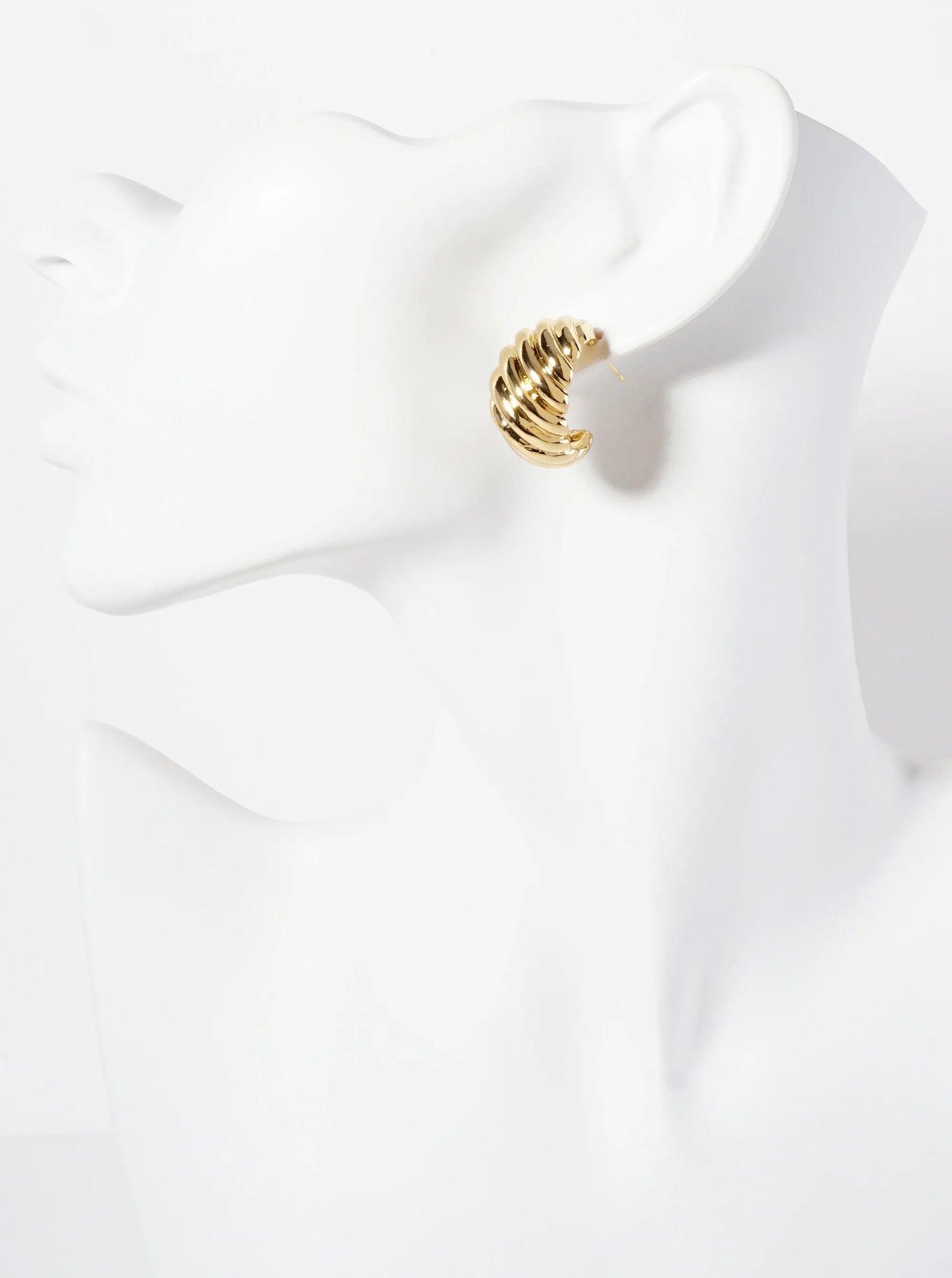 Polished Brass Wavy-Texture 20mm 18K-Gold-Dipped Tapered Open Hoop Earrings