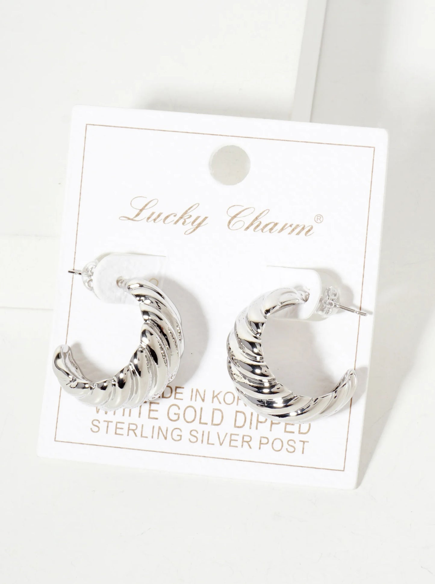 Polished Brass Wavy-Texture 20mm 18K-Gold-Dipped Tapered Open Hoop Earrings