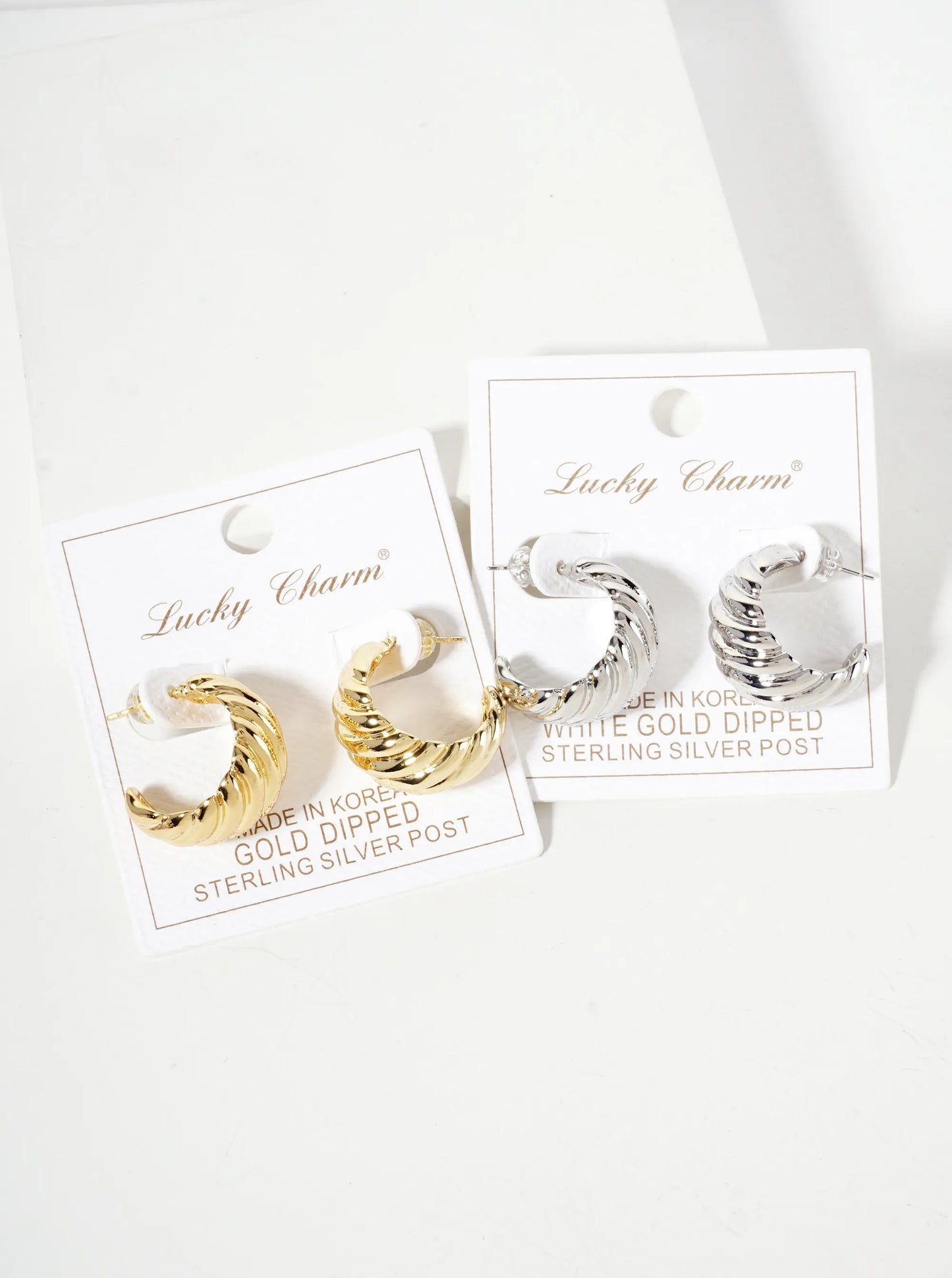 Polished Brass Wavy-Texture 20mm 18K-Gold-Dipped Tapered Open Hoop Earrings
