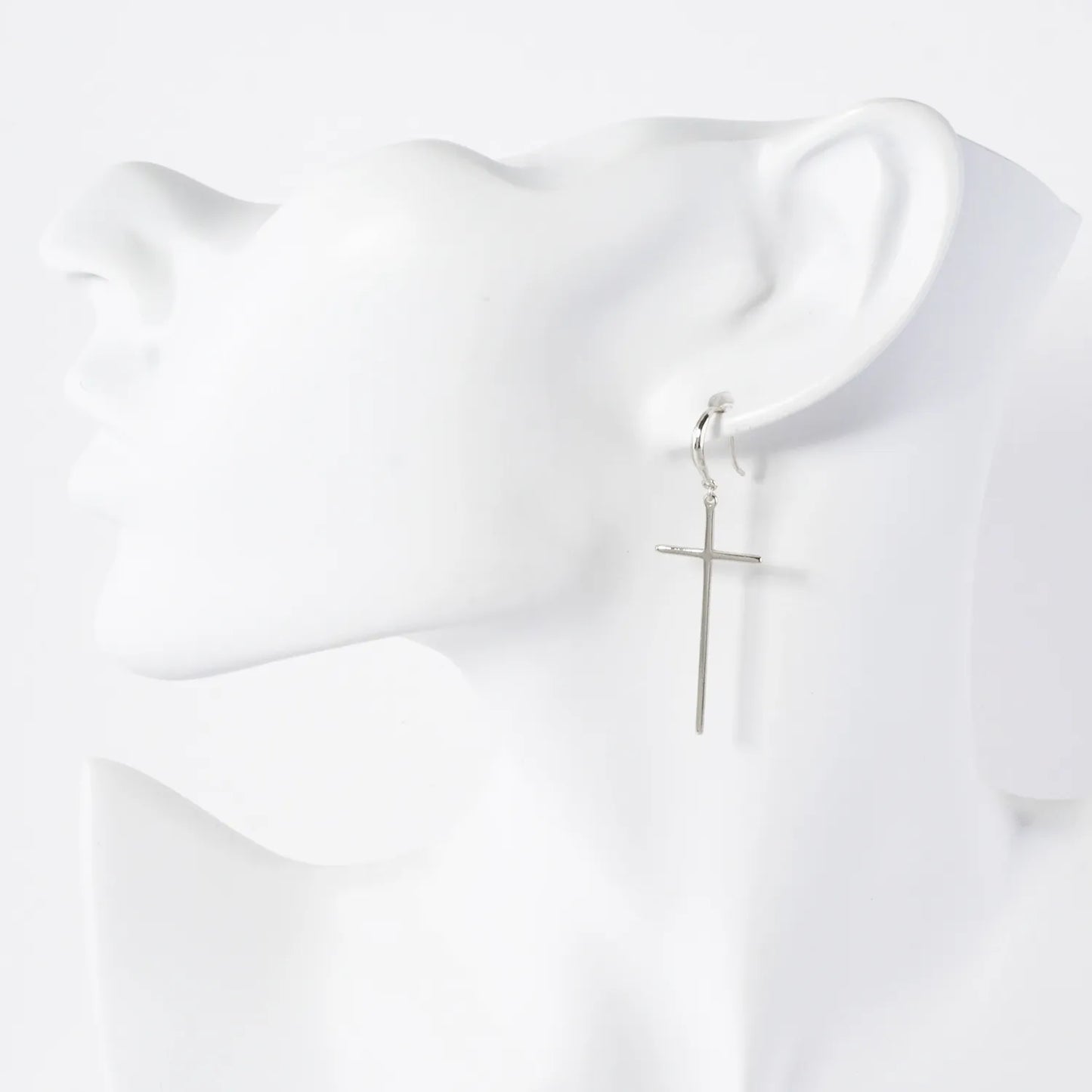 Polished Cross Drop 18K-Gold-Dipped Brass Earrings