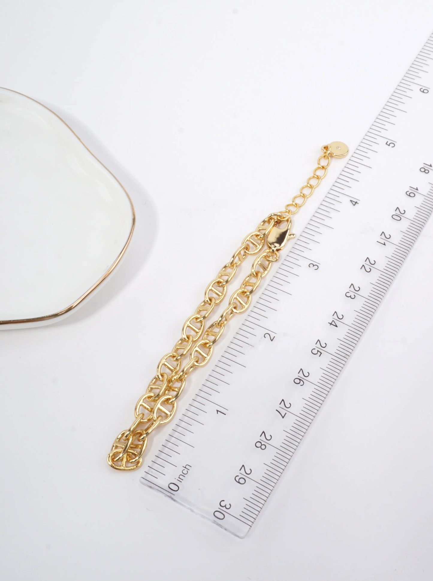 Polished Delicate Chain Brass Bracelet