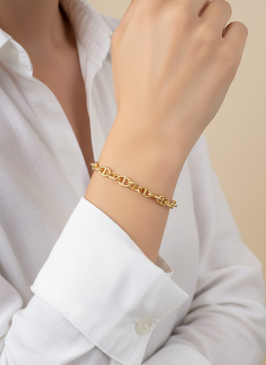 Polished Delicate Chain Brass Bracelet