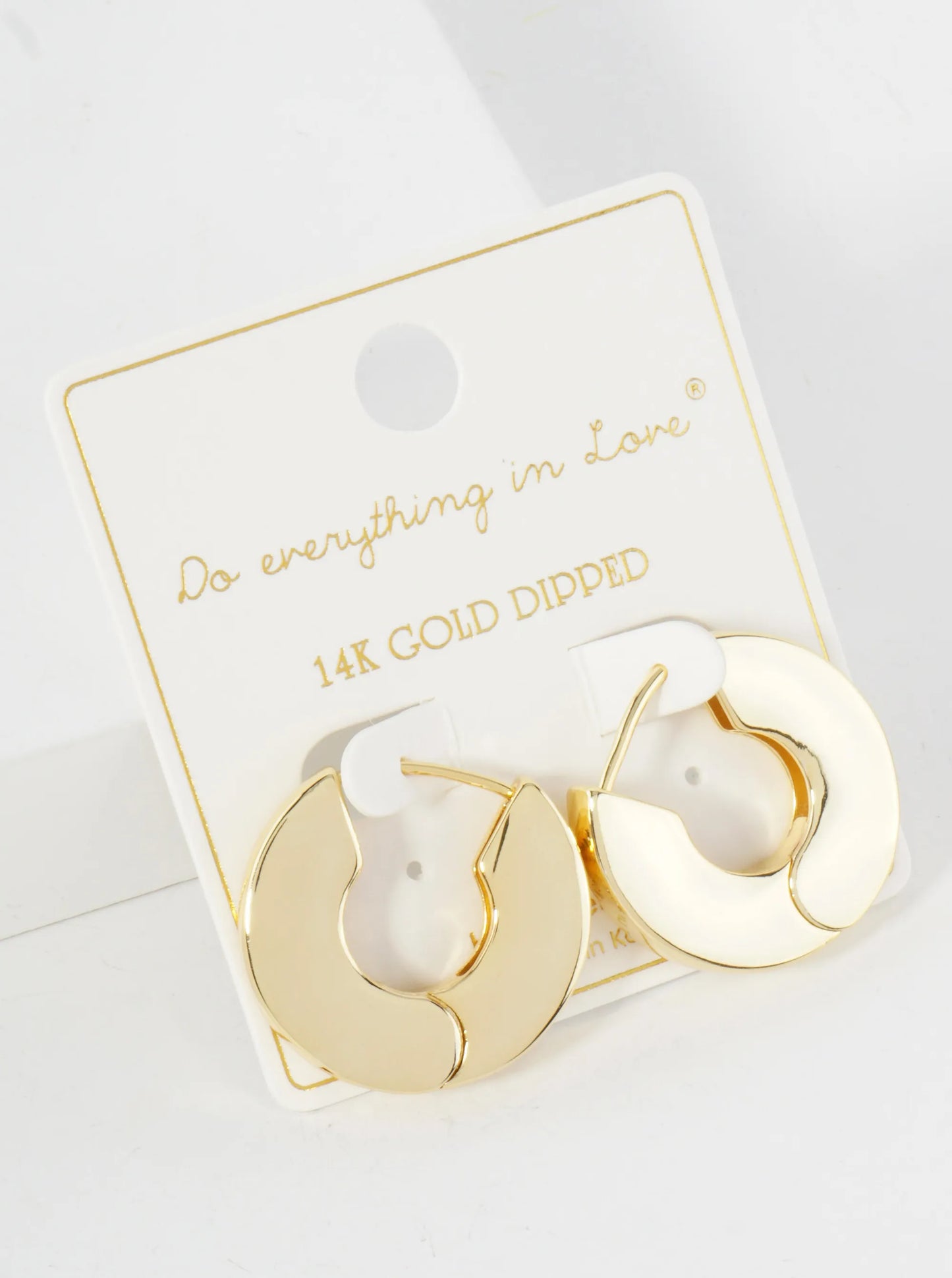 Polished Flat Design 8mm Wide 25mm 14K-Gold-Dipped Hinged Hoop Earrings