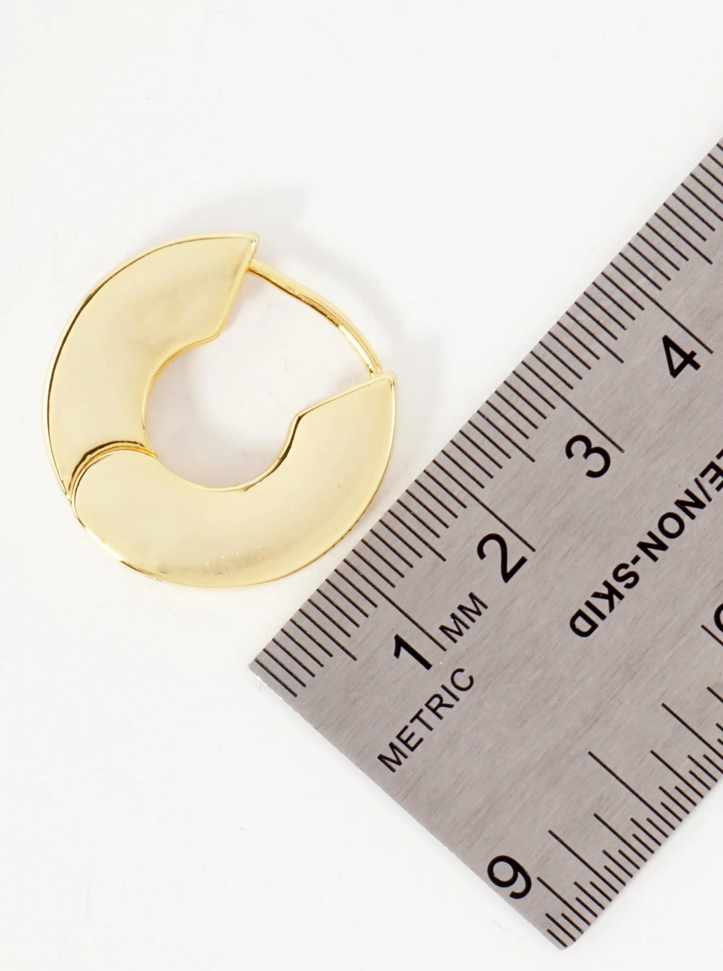 Polished Flat Design 8mm Wide 25mm 14K-Gold-Dipped Hinged Hoop Earrings