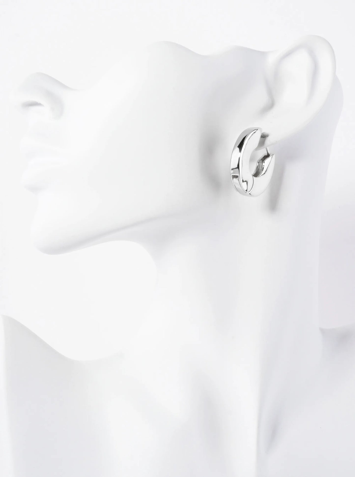 Polished Flat Design 8mm Wide 25mm 14K-Gold-Dipped Hinged Hoop Earrings