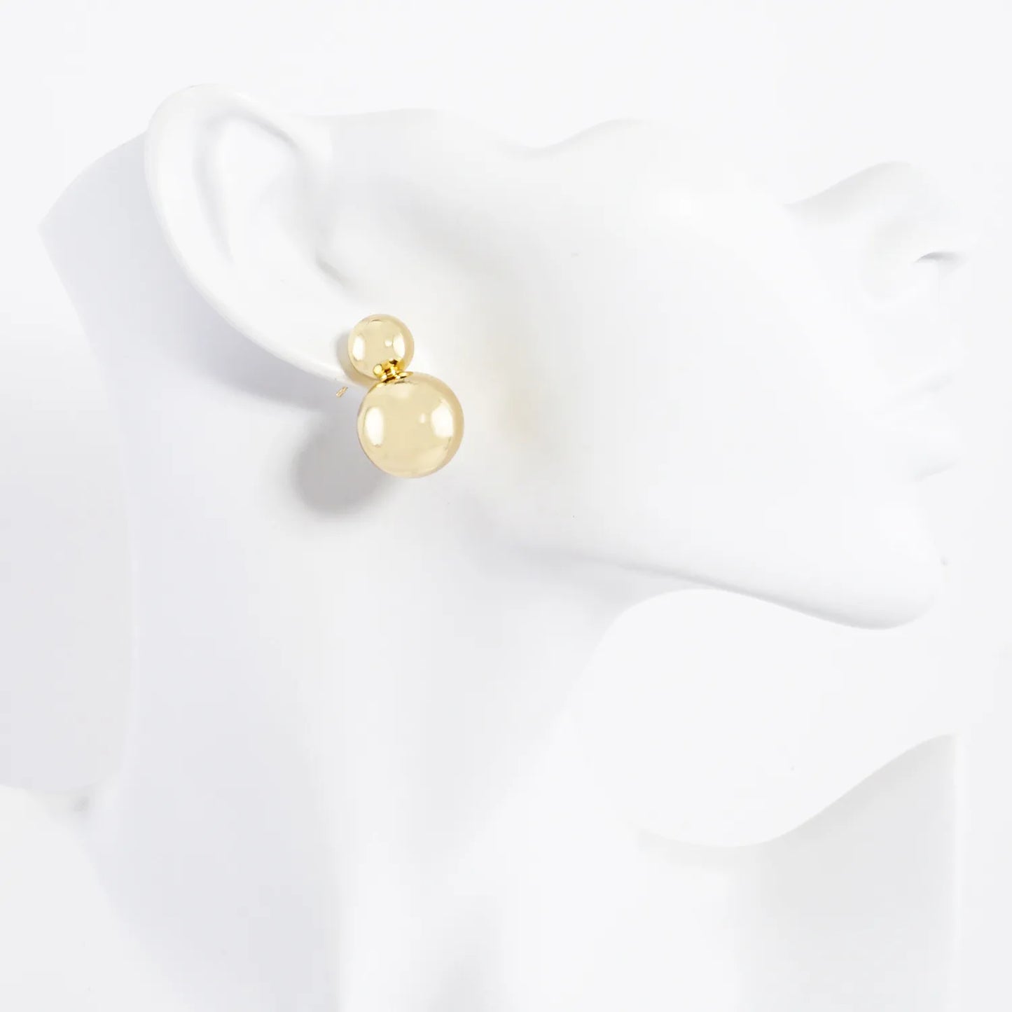Polished Hollow Double Circle 14K-Gold-Dipped Brass Earrings