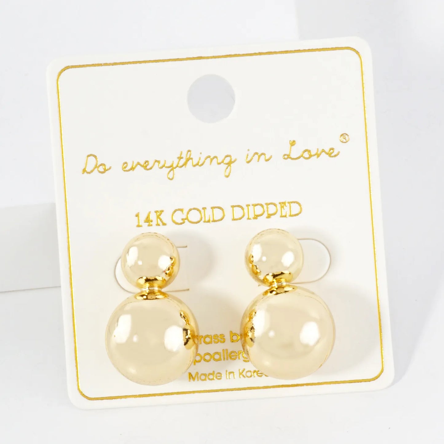 Polished Hollow Double Circle 14K-Gold-Dipped Brass Earrings