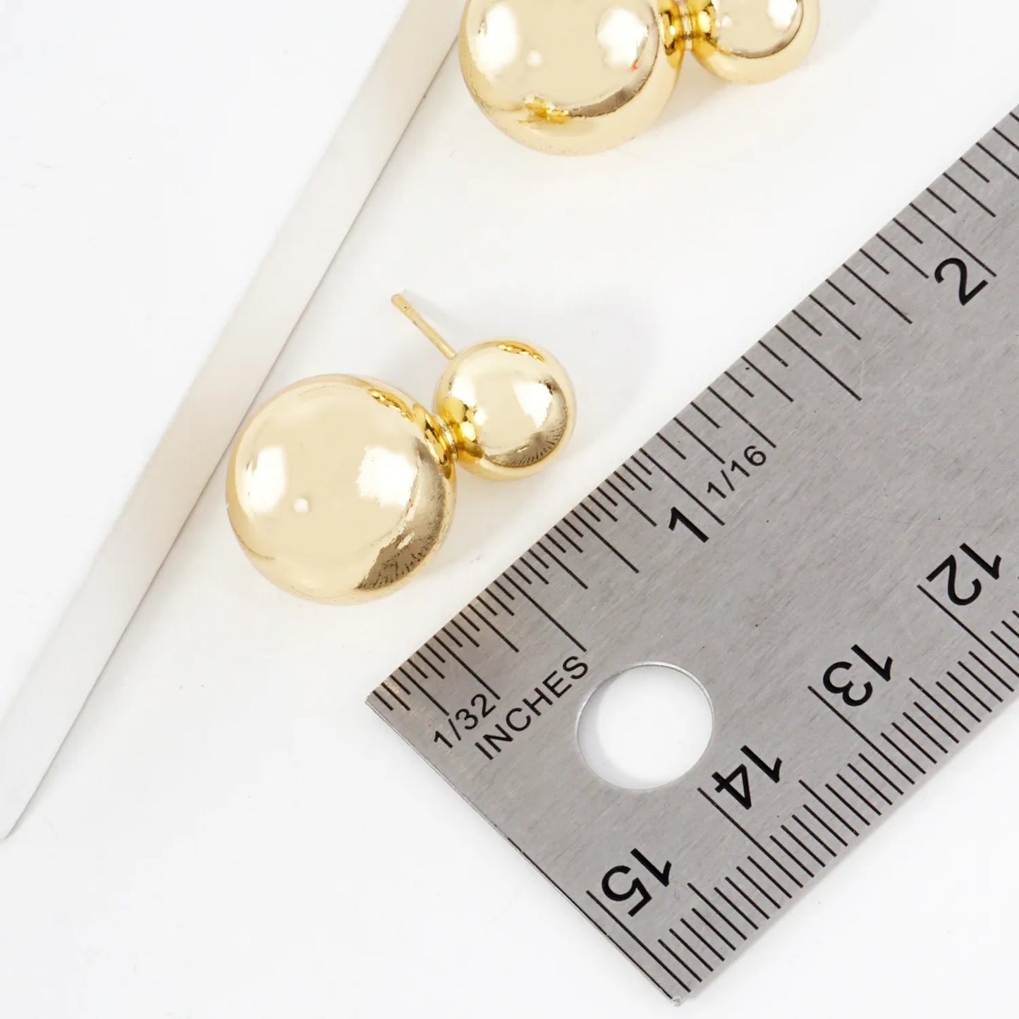 Polished Hollow Double Circle 14K-Gold-Dipped Brass Earrings